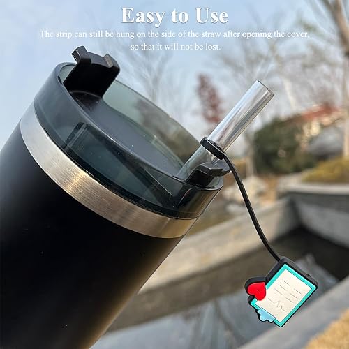 Miniatura 3 de Amreich - 6 fundas de popote para enfermera, para popote médico de 0.394 pulgadas, se adapta a vasos Stanley 30 de 40 onzas, a prueba de polvo,