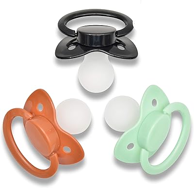 J&Or The Classic Original Adult Sized Pacifier Dummy - Three Color Pack Brown Coffee | Spicy Mint | Black Mamba
