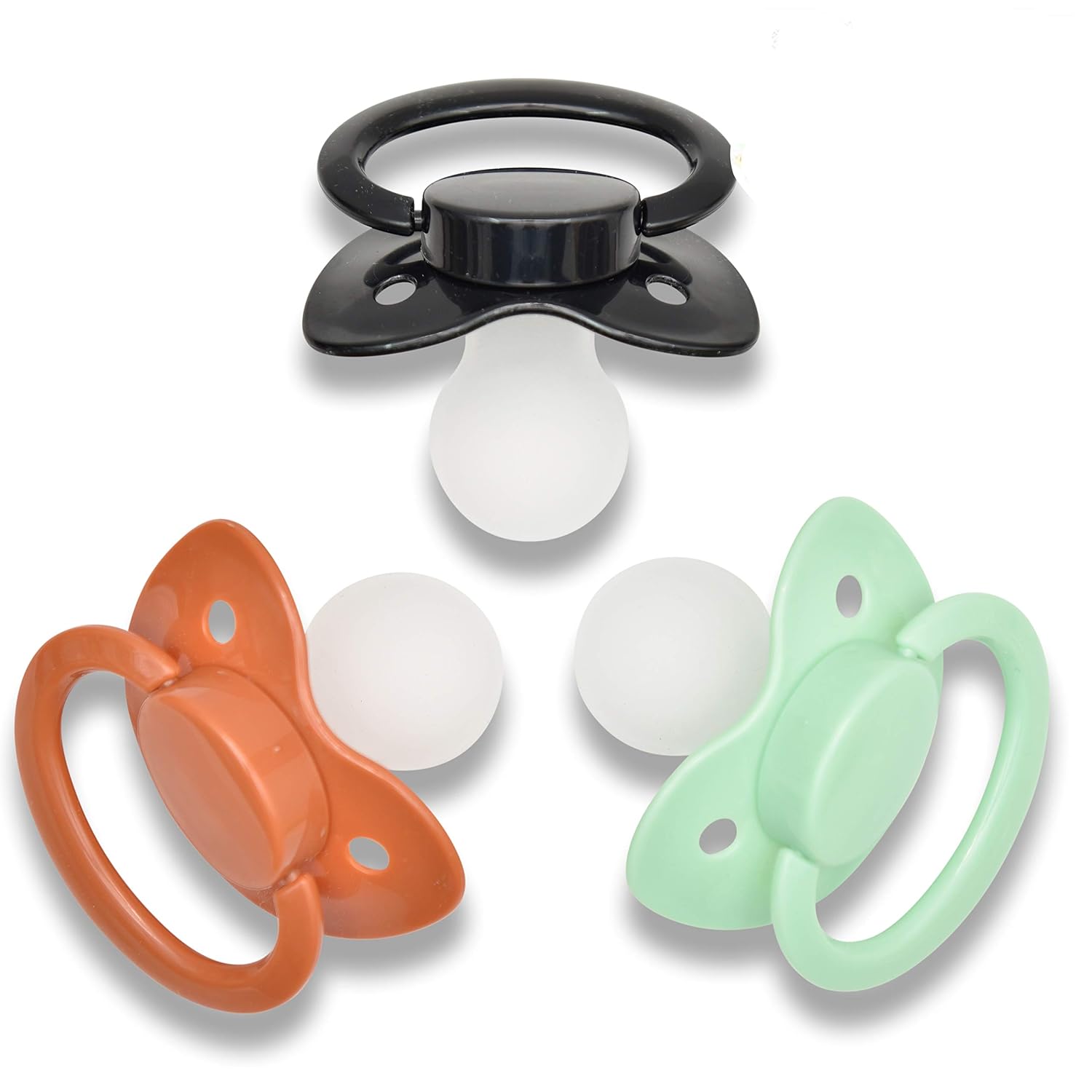 J&Or The Classic Original Adult Sized Pacifier Dummy - Three Color Pack Brown Coffee | Spicy Mint | Black Mamba
