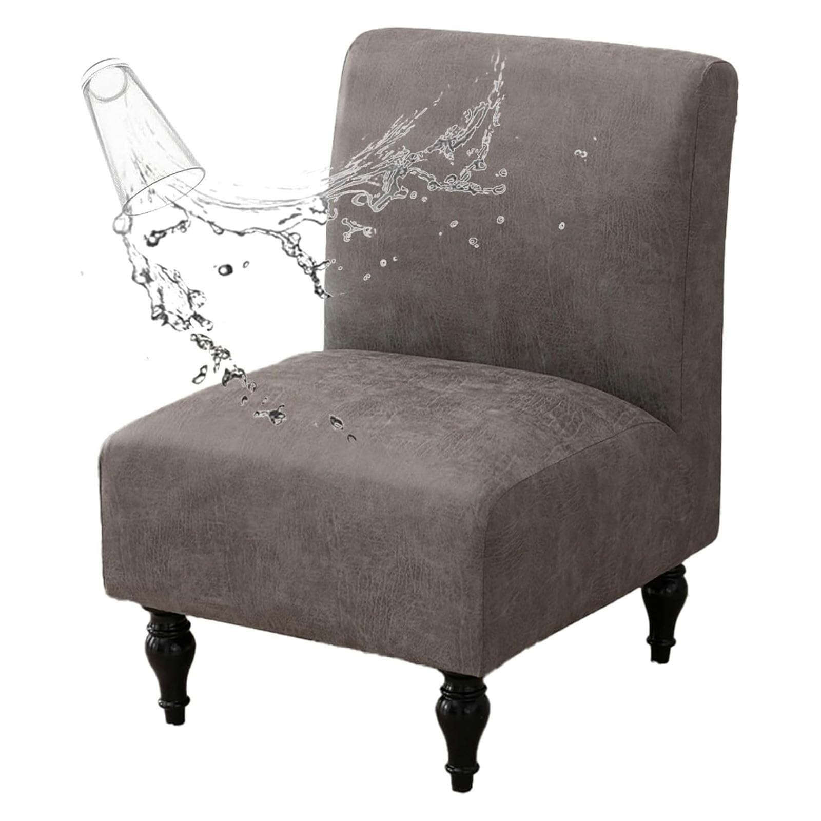 NMVAWIPT Waterproof Armless Accent Chair Slipcover - Faux Leather Slipper Cover With Elastic Bottom(4#,1pcs)