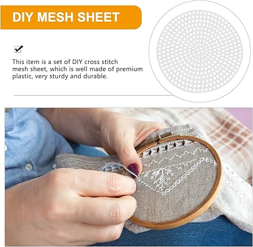 Miniatura 7 de Exceart 30 piezas de lienzo de plástico para bricolaje en forma de lienzo para bordado de punto de cruz, costura de malla, proyecto de arte redondo,