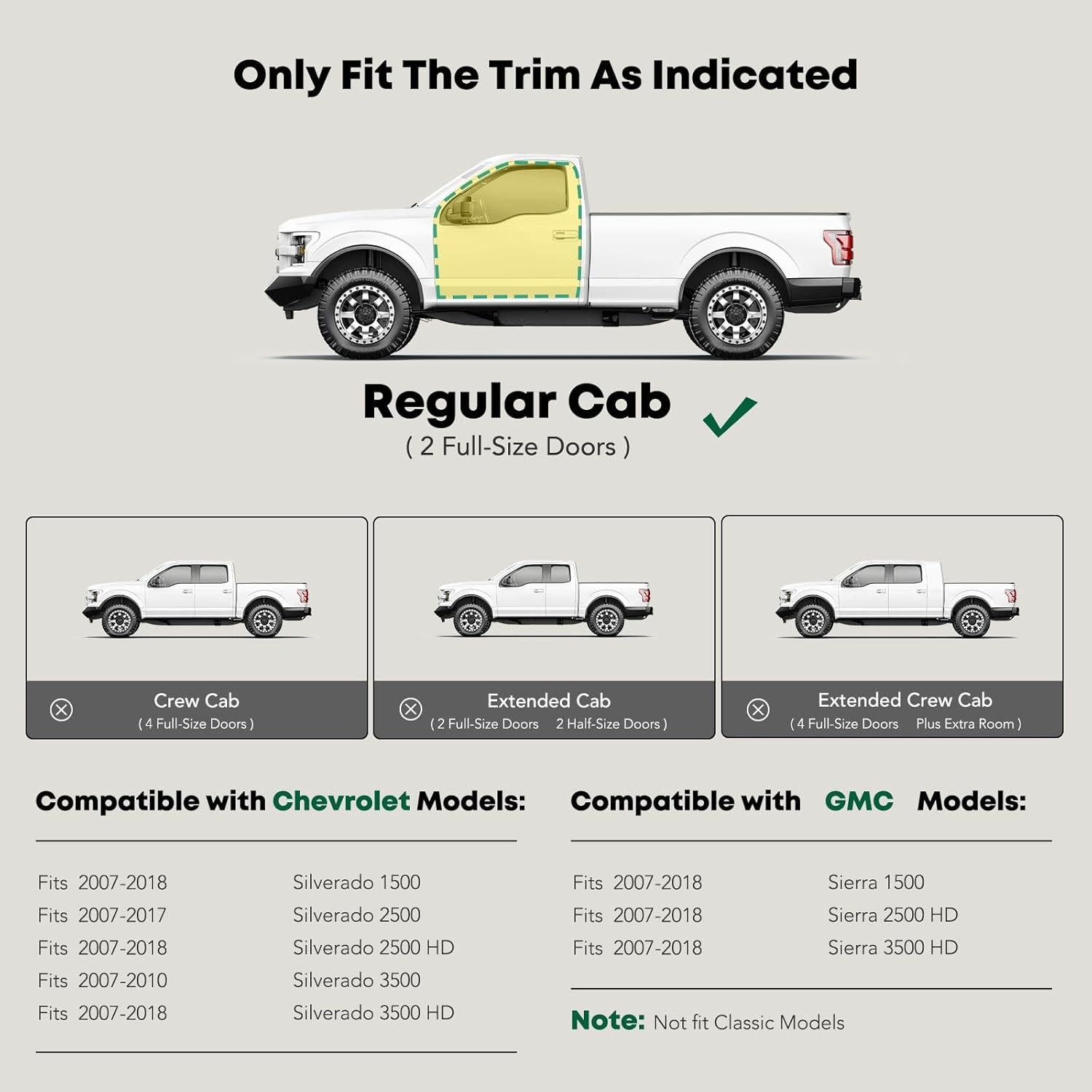 YHTAUTO 3 Inch Running Boards Side Steps Compatible with Chevy Silverado & GMC Sierra 1500/2500 HD/3500 HD, Standard/Regular Cab, Round Stainless Steel Polished Chrome Truck Cab Side Step Rails