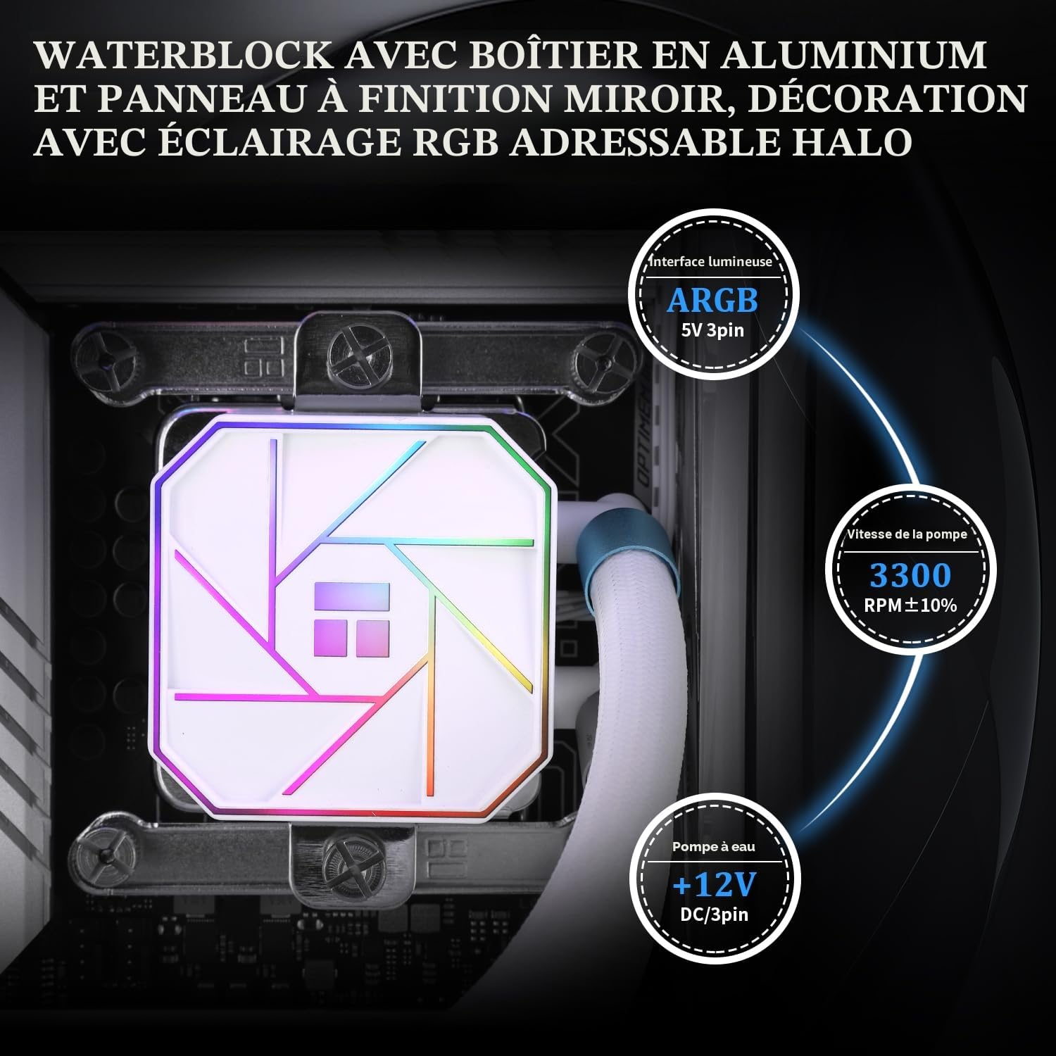 Thermalright Aqua Elite 240 White V3 Refroidisseur de processeur liquide, 240 rangées de refroidissement, 2 ventilateurs PWM 120 mm, roulement S-FDB, pour AMD/AM4/AM5, Intel