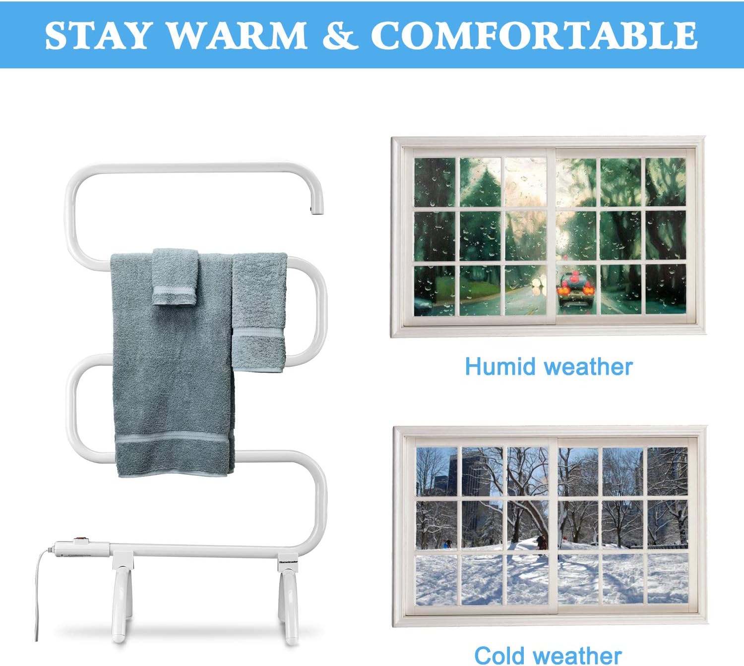 White Wall Mounted Steel Heated Towel Rack