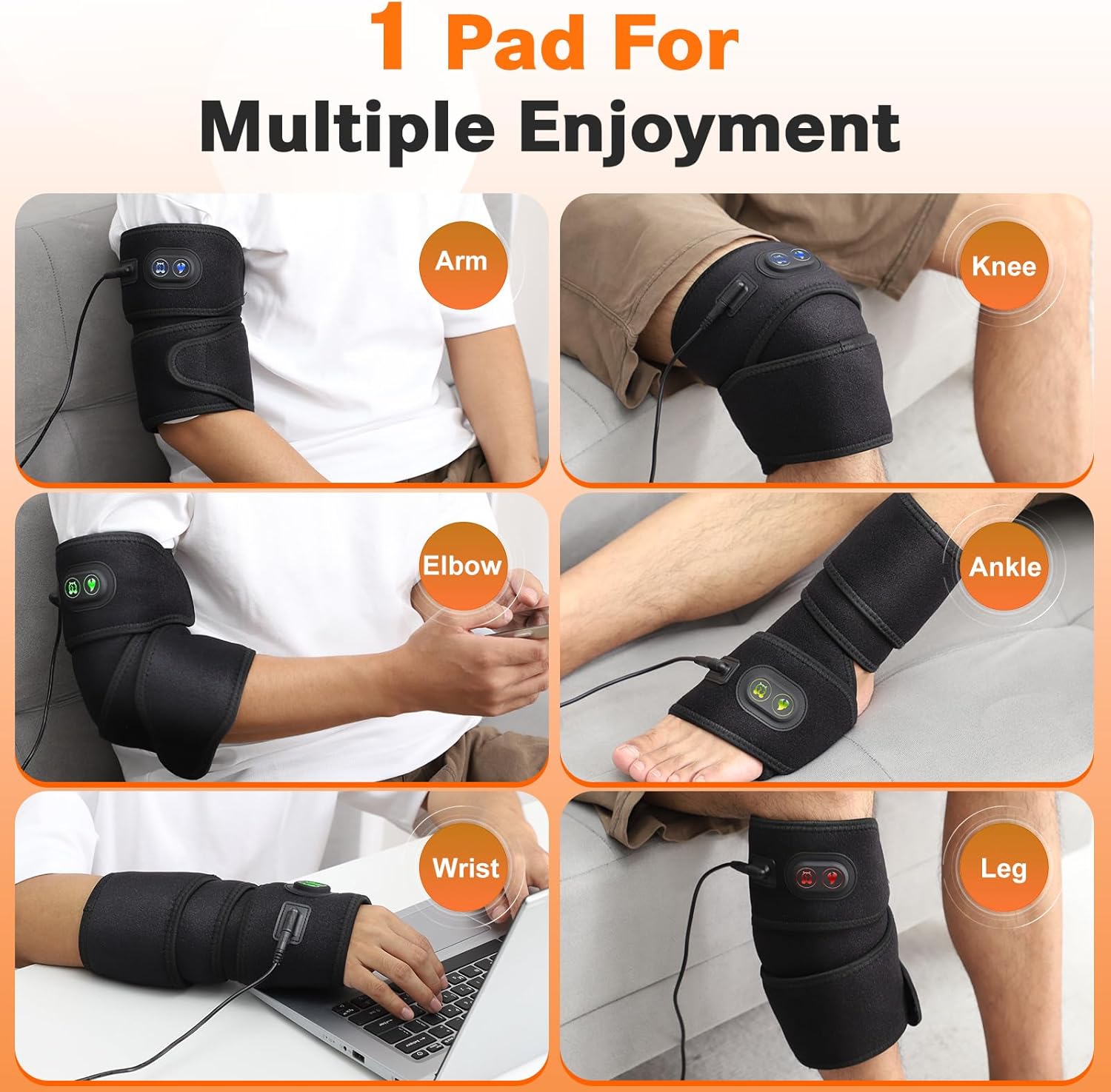 Arm Heating Pad, Extra Long Electric Heating Strap, Heated Wrap Around Wrist Brace, for Hand, Arm, Knee, Ankle, 4 Heat Levels & 3 Auto-Shutoff Timers, with 78" Long Power Cord - Image 6