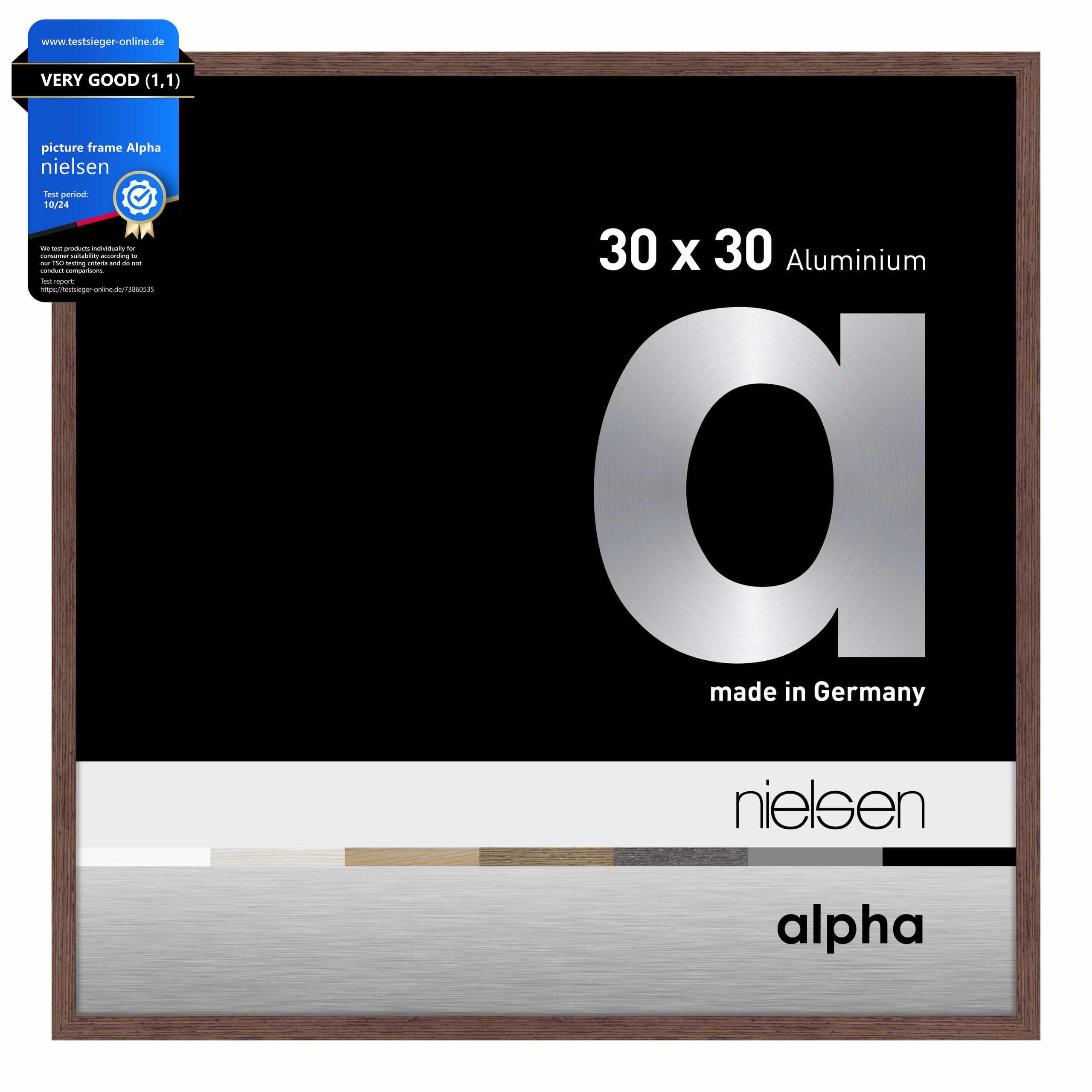 Nielsen Alpha Aluminium Picture Frame With Glass Front Brown Size 30 X 30Cm