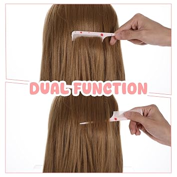 Baby Comb Set, Small Cute Fine Tooth Toddler Comb & Rat Tail Baby Comb for Styling, Pink Baby Hair Comb Plastic Parting Combs, Anti-Static Mini Hairdressing Comb for Baby Girl Wet Dry Hair (2Pcs)