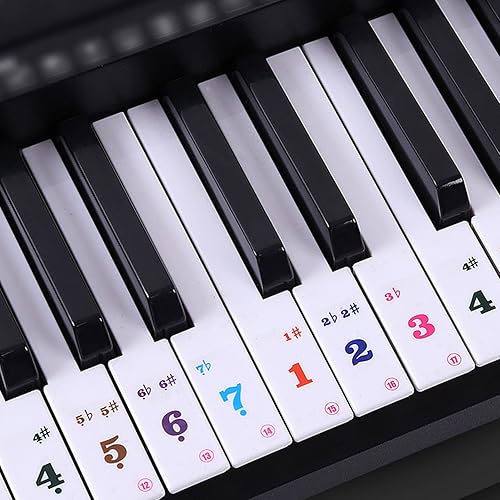 Miniatura 7 de ARTIBETTER Calcomanías de números, 2 hojas, calcomanías para teclado de piano, letras electrónicas, calcomanías de teclados extraíbles para 61