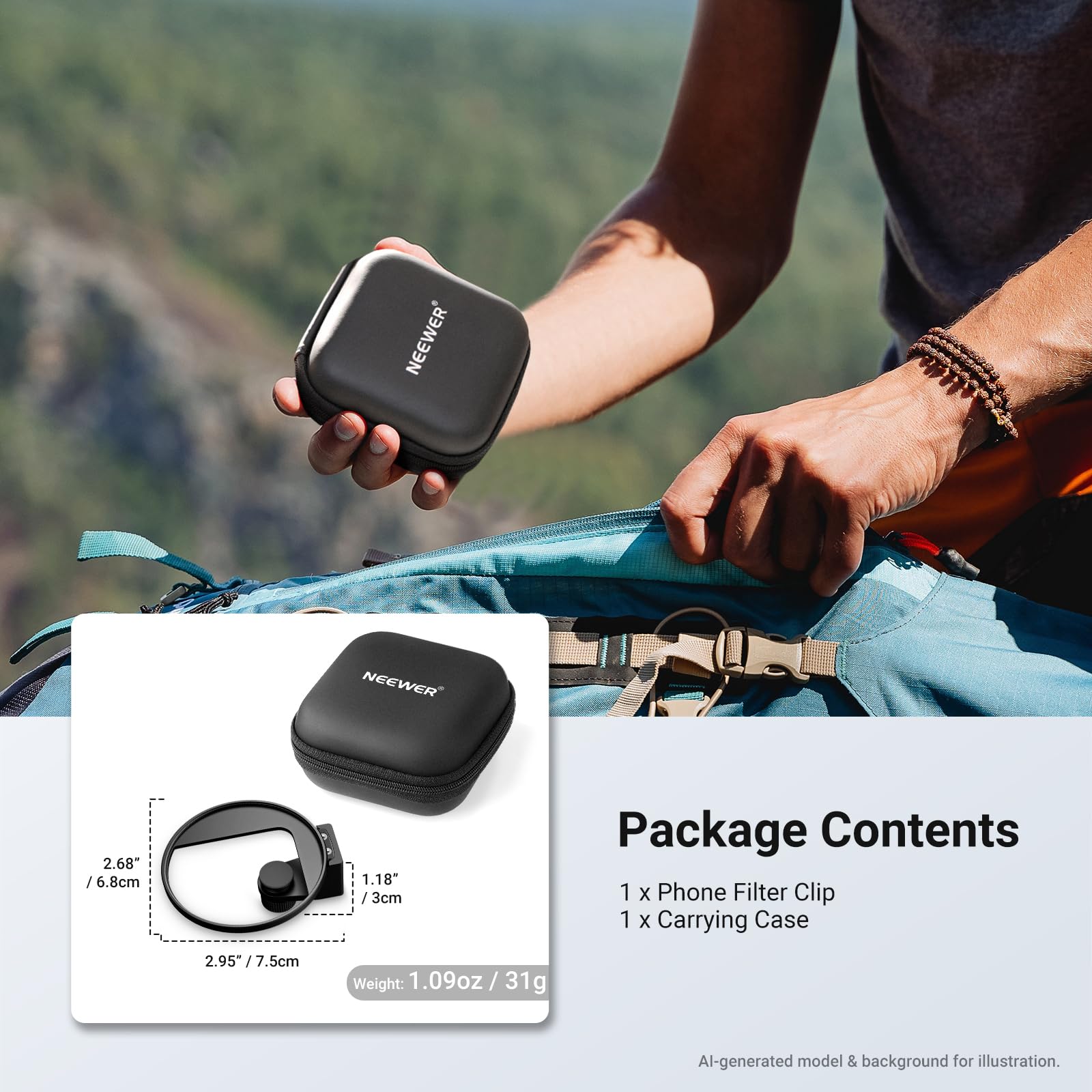 NEEWER Uchwyt filtrujący do telefonu komórkowego 67 mm, uchwyt na filtr Cold Shoe Mount Filtr, zacisk, smartfony, akcesoria fotograficzne, kompatybilny z iPhone 17 Pro Max 16 Pro Max Air 17e 16e