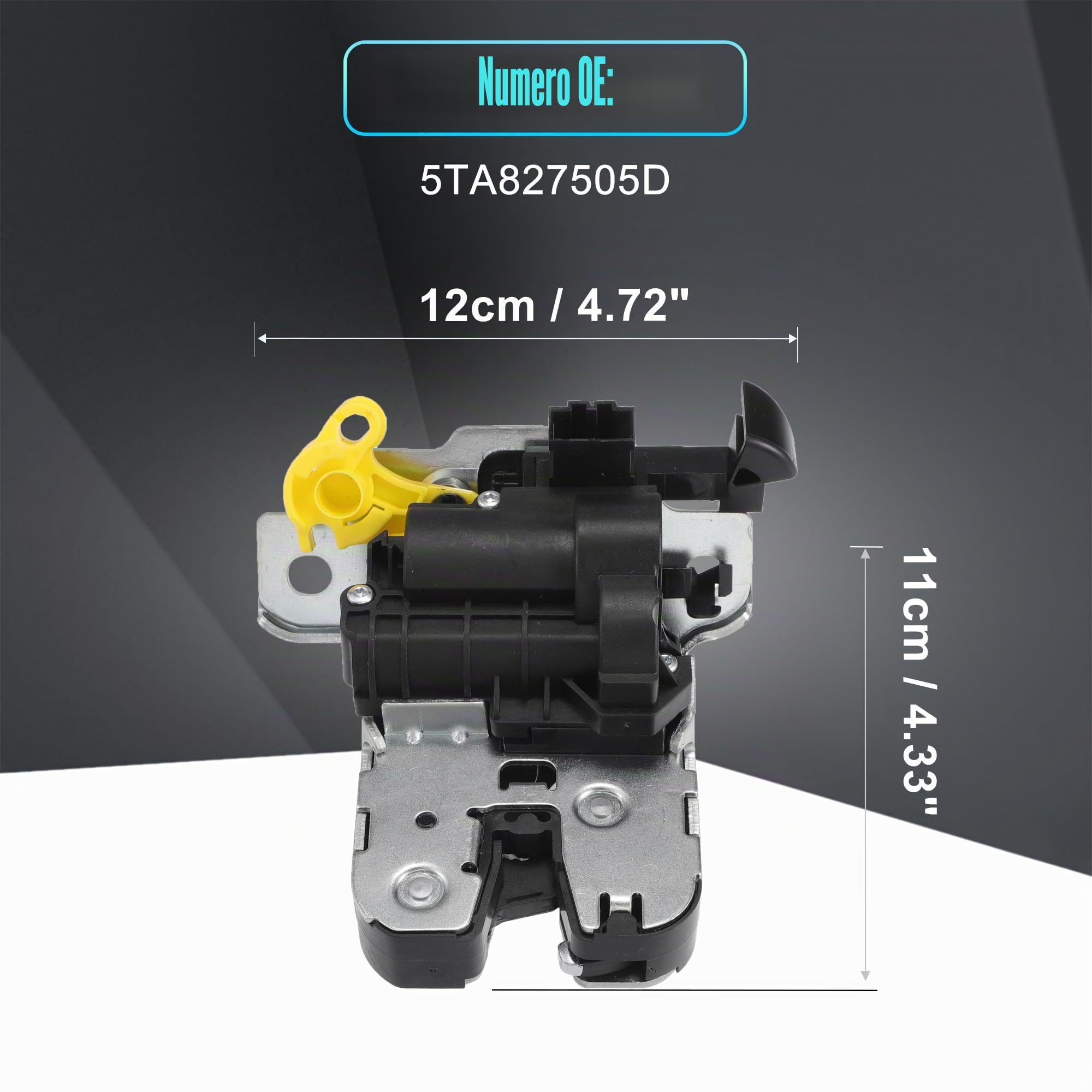 QUARKZMAN Serratura Di Ricambio Portellone Posteriore Per VW Touran 16-23 | Per VW Touareg 18-23, Per VW Arteon 17-23, Per Seat Tarraco 19-23, OE:5TA827505D, Nero, Argento, 12x11x6.5cm