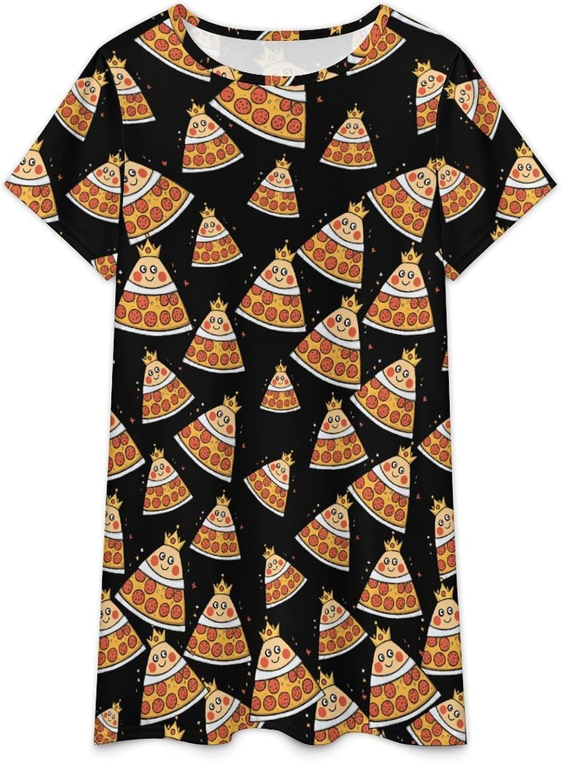 Pizza And The King Nightgowns for Women Short Sleeve Sleep Dress Casual Sleepshirt Night Gowns Pajamas