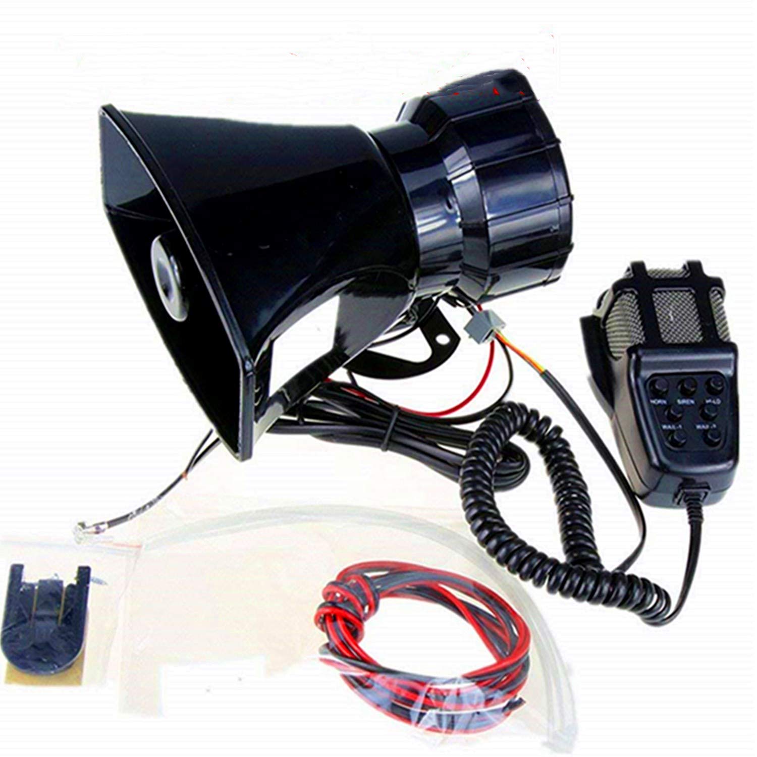 Car Horn Alarma de sirena de bocina de coche 7 tonos 100W con micrófono Sistema de altavoces de PA Amplificador de sonido de emergencia Sonidos de sirena de coche para any 12V camión barco etc