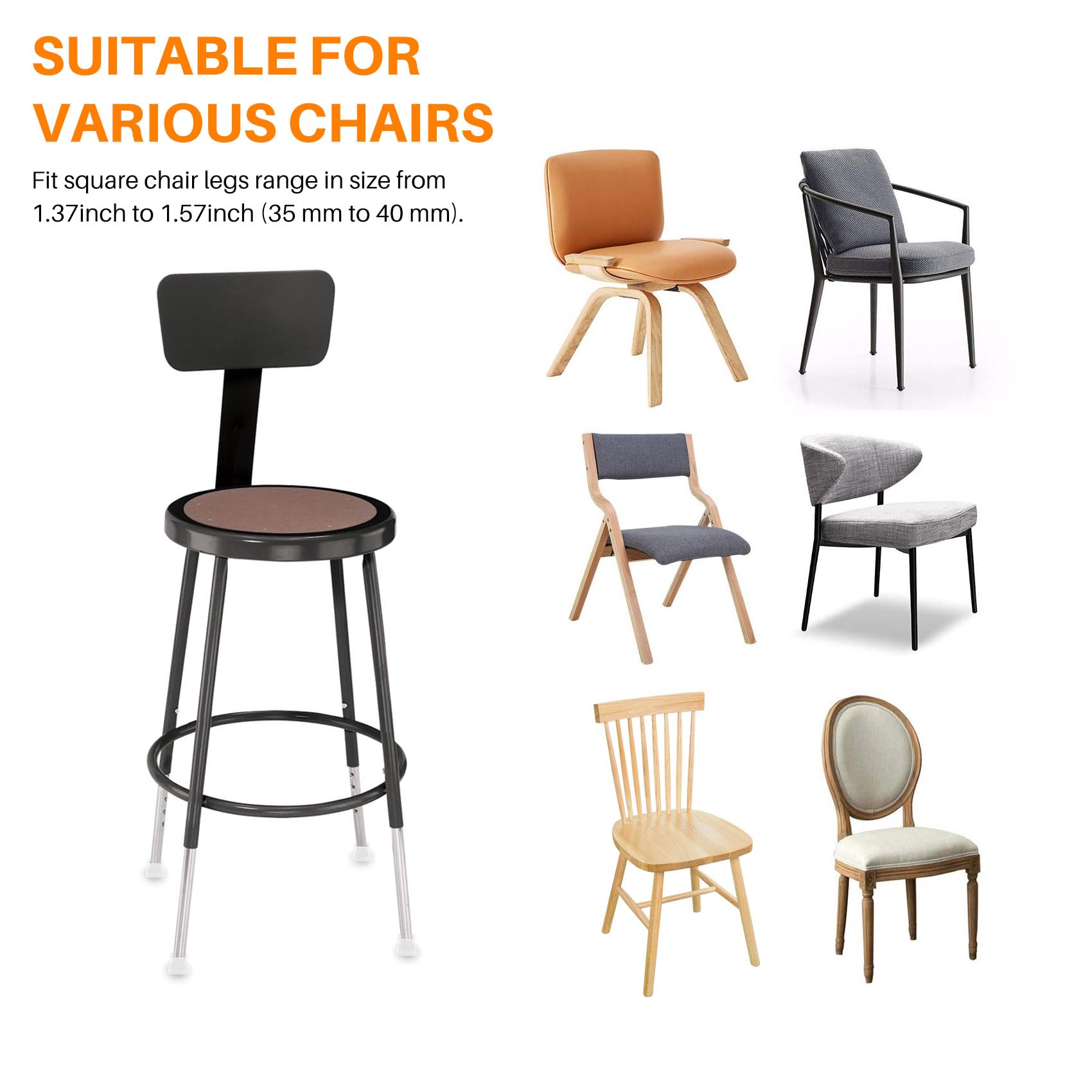 Oiiwowi 32Pcs Furniture Silicon Protection Cover, Square Silicone Chair Leg Floor Protectors - Image 2