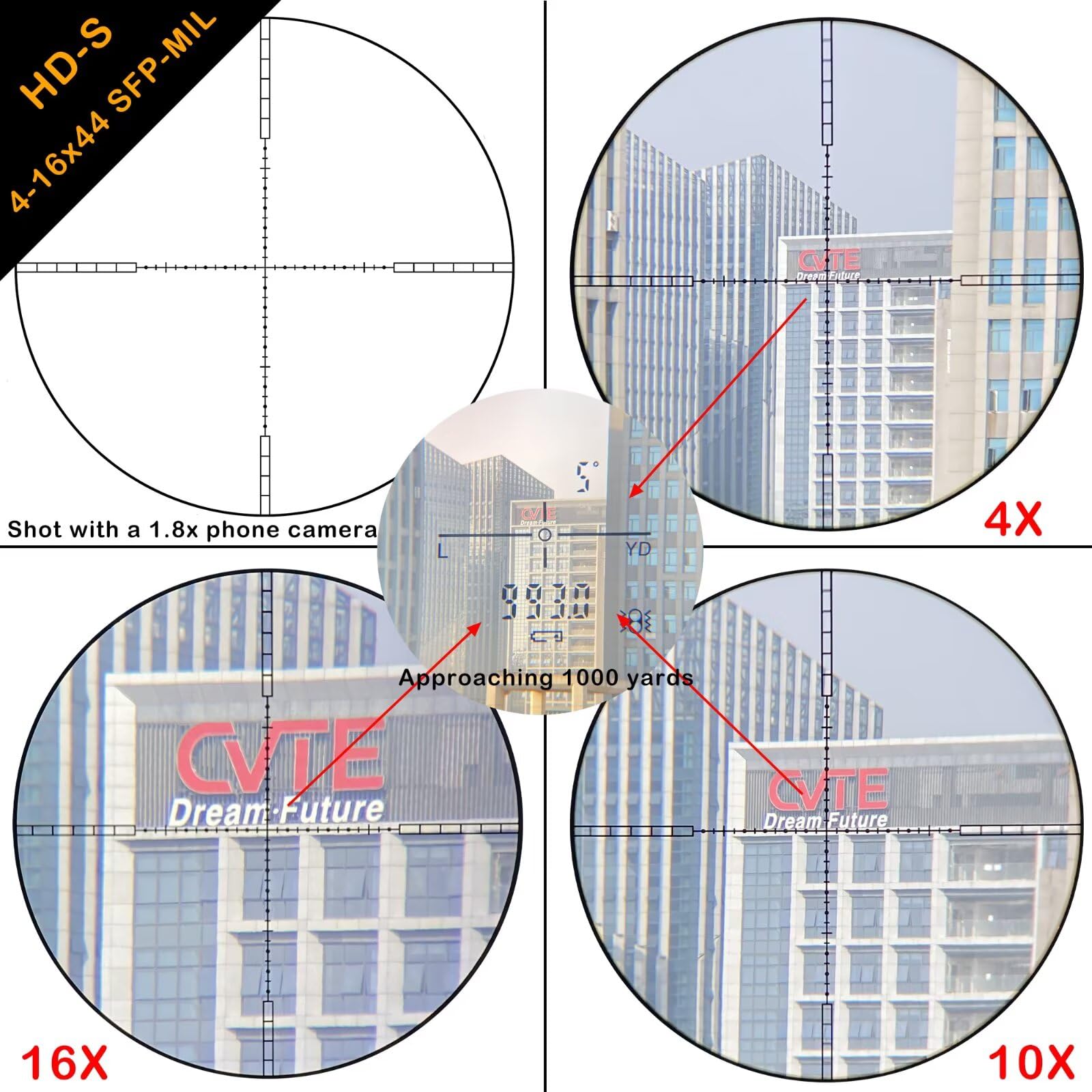 WestHunter Optics HD-S 4-16x44 SFP Mira Telescópica, Tubo 30mm Segundo Plano Focal, Precisión 1/10 MIL, Visor Óptico Ajustable - Indicado Únicamente para Actividades Deportivas