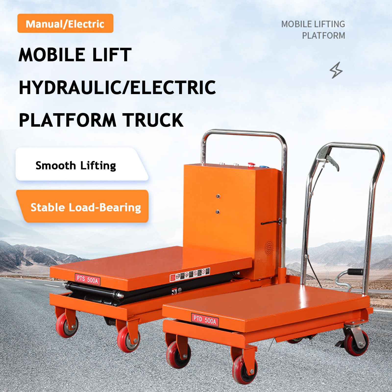 Carrello Sollevatore con Piattaforma a Pantografo| Altezza di Sollevamento 126cm/110cm, Portata 150 kg, Dimensione tavola 700x450mm, Transpallet a Forbice per Officina/Magazzino Electric