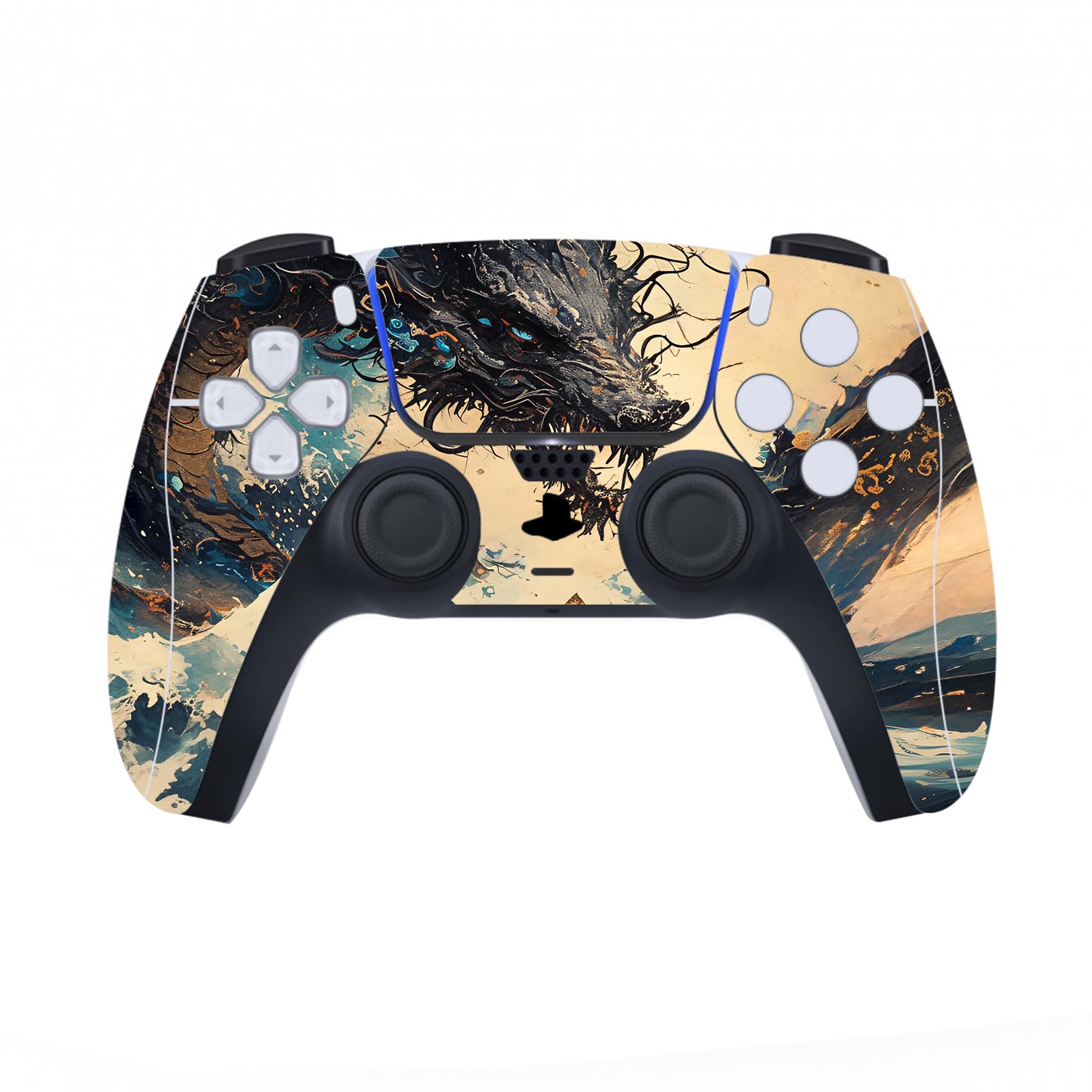 playvital Autocollants Proetction pour ps5 Manette Accessoire,Sticker Skin Decal pour ps5 Standard Console & Controller & Télécommande & Casque & Station de Charge-Dragon Tempête