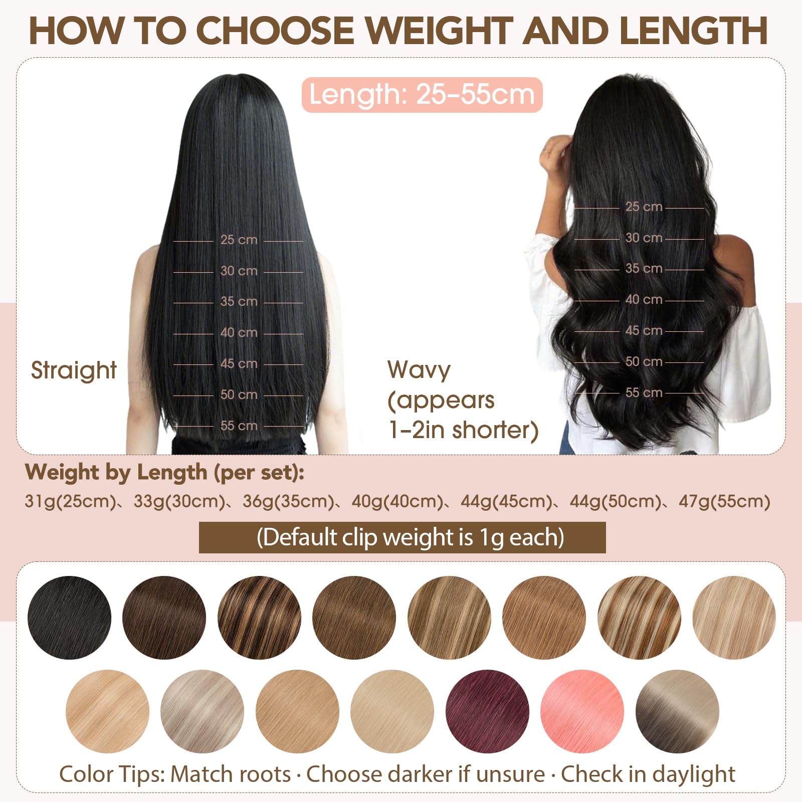 TESS Clip in Extensions Echthaar 6stk 40g, 6 Clip in Haarverlängerung Echthaar Extensions Spitzennetz Remy Extensions 40cm 1BTG4# Naturschwarz/Grau