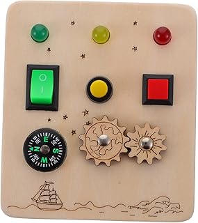 Totority Semáforo Placa Ocupada Placa De Atividade Da Criança Brinquedos Com Botões Para Empurrar Luz De Madeira Placa Ocupada Brinquedo Sensorial De Madeira Brinquedo Interativo