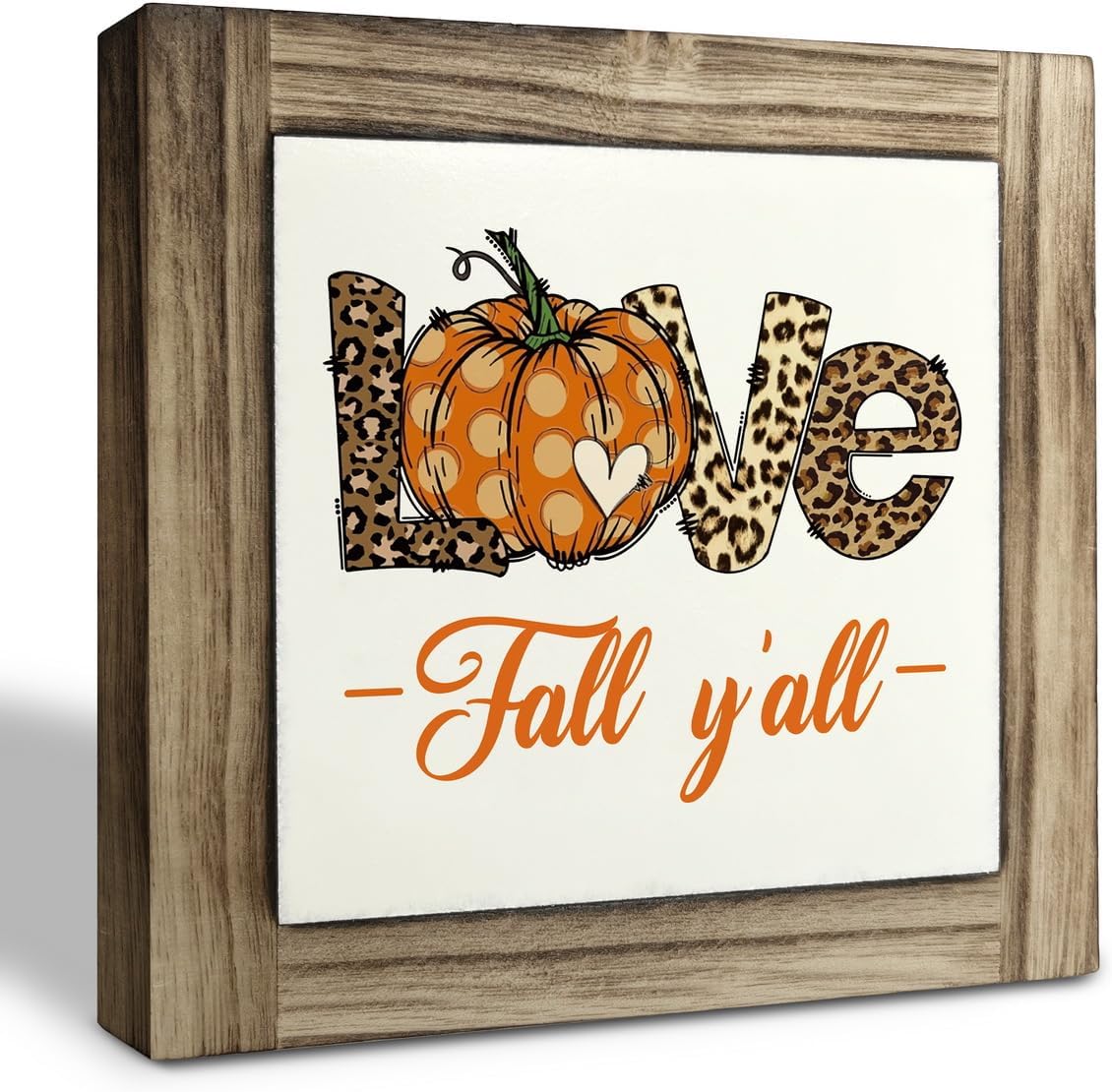 Letrero de madera de otoño, decoración de otoño, decoración de escritorio con placas de madera en caja, letrero de amor, decoración de otoño con