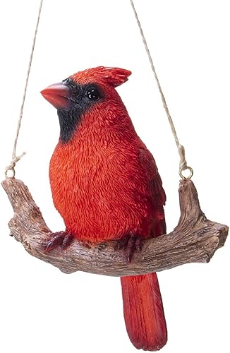 Pacific Giftware Colgante rojo cardenal pájaro posado en rama resina estatuilla escultura