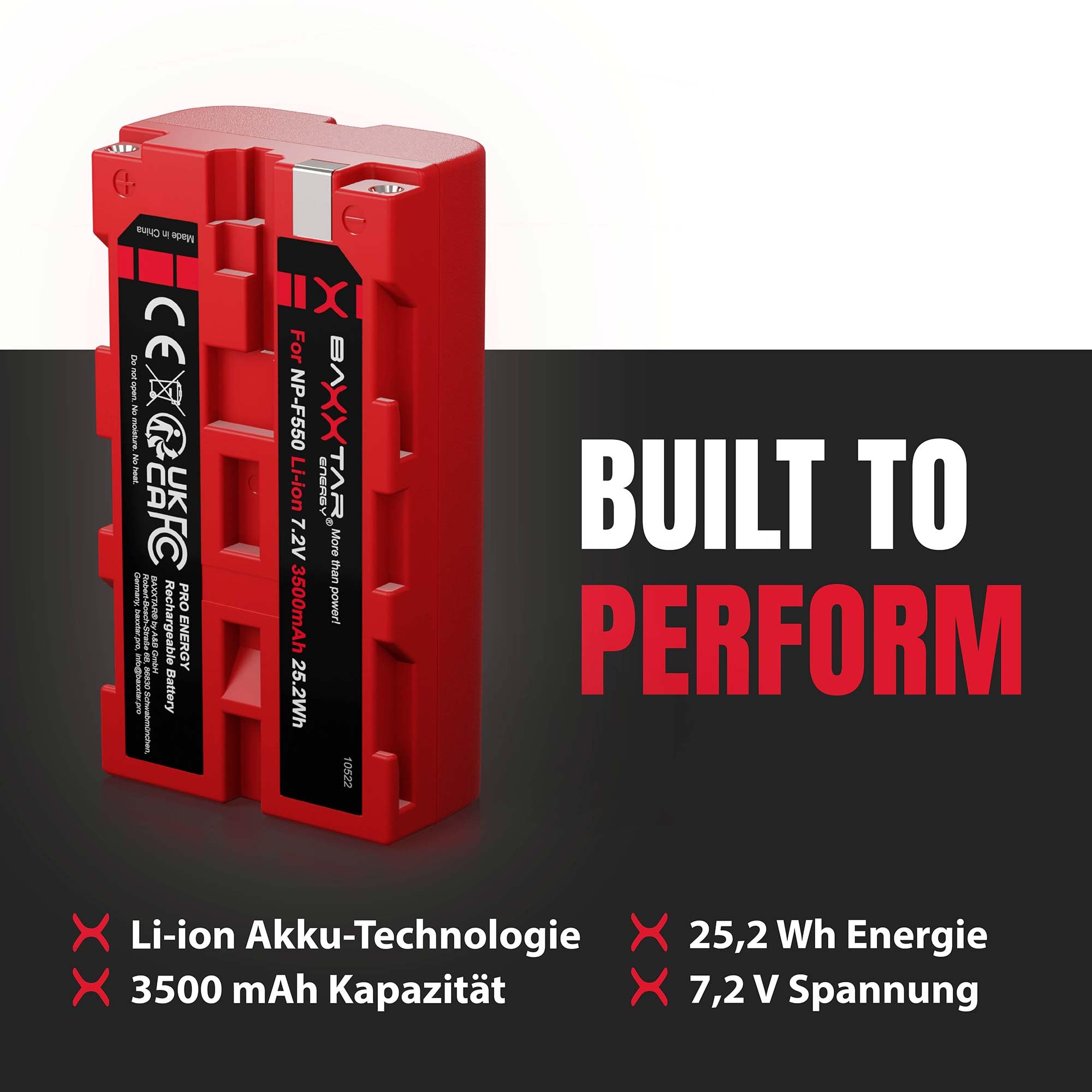 Baxxtar PRO NP-F550 NP-F570 Akku 3500 mAh 2X - LG Cells Inside - CCD-RV100 CCD-RV200 CN-160 CN-216 CN-304 YN-300 VL-600 LED Video - Ninja Phone