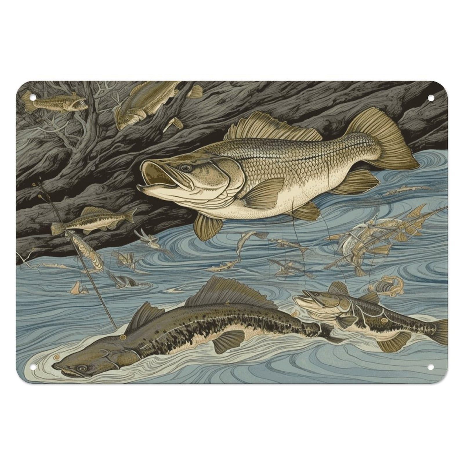 Fodpand Style Fishing Retro Vintage Metal Tin Sign,Wall Art Decor Garden Plaque Poster For Bedrooms Yard Bars Pubs Patios Porches 7.9X5.5 Inch