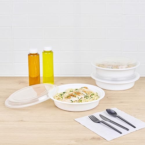 Miniatura 117 de Restaurantware Asporto - Cajas para llevar de 16 onzas, 50 recipientes de alimentos para llevar para microondas, tapas de plástico transparente Negro