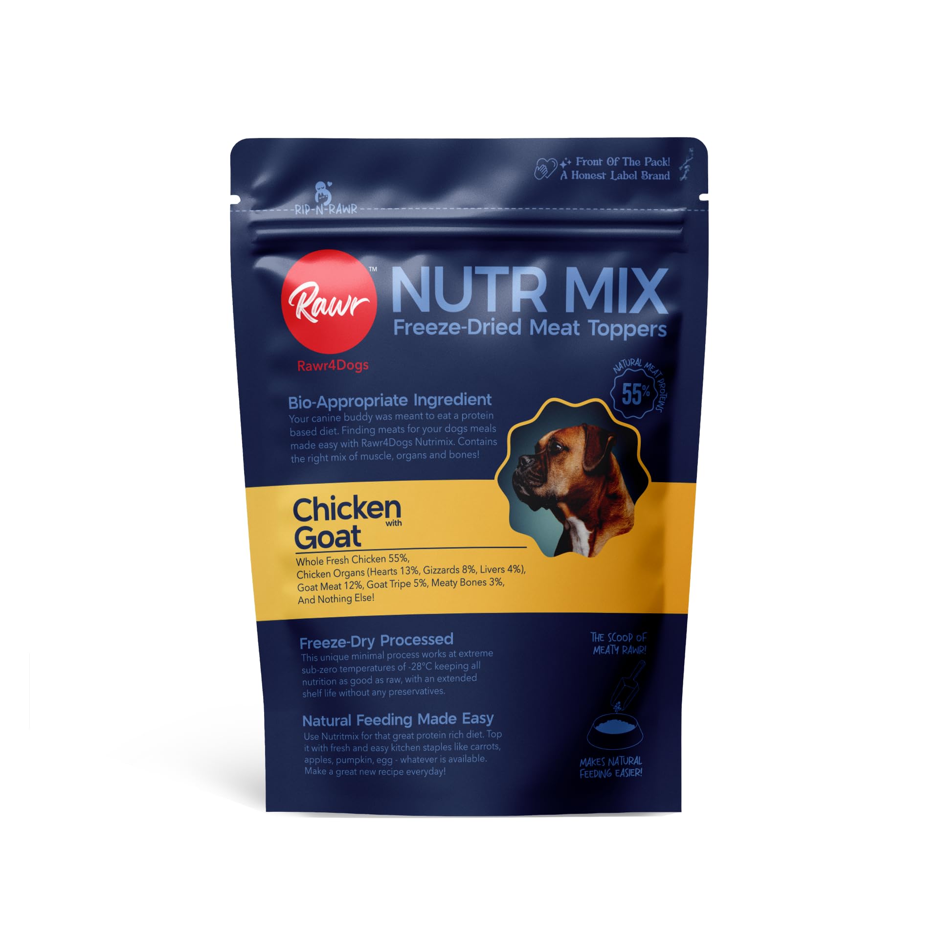 Rawr4Dogs | Nutrimix | Freeze-Dried Meat Toppers | Chicken & Goat | Home Cooked Meals Made Easier or as Great Taste Topper on Dry Dog Food | No preservatives | 75gms X Pack of 3 | 3X by Adding Water