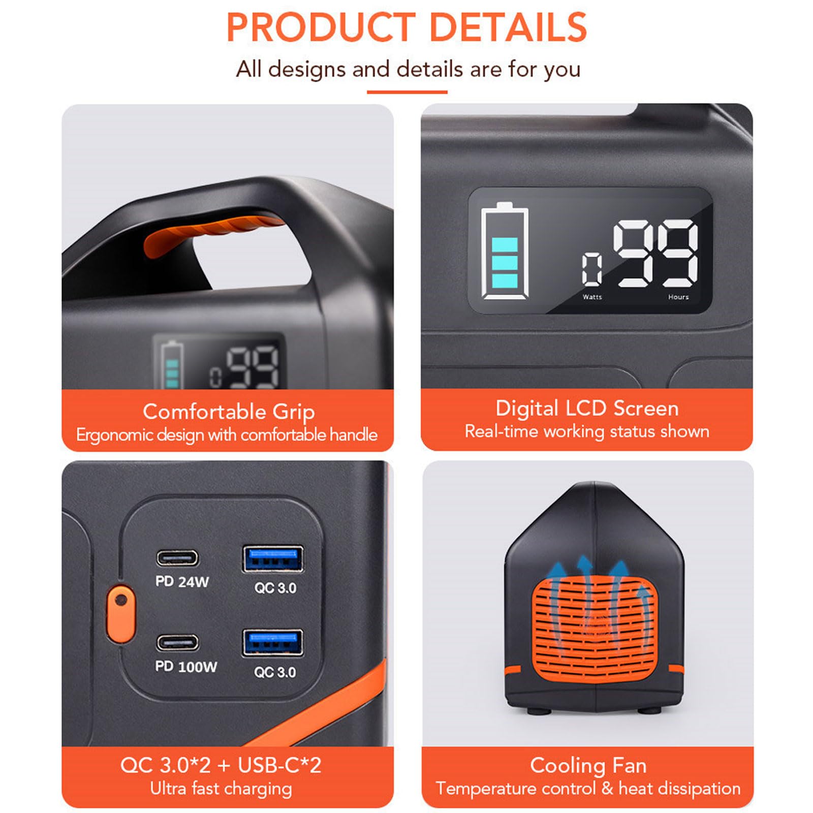 Estación de energía portátil con generador Solar de 150.000 mAh, batería de Respaldo, Fuente de alimentación para Aventuras al Aire Libre, Viajes y acampadas.