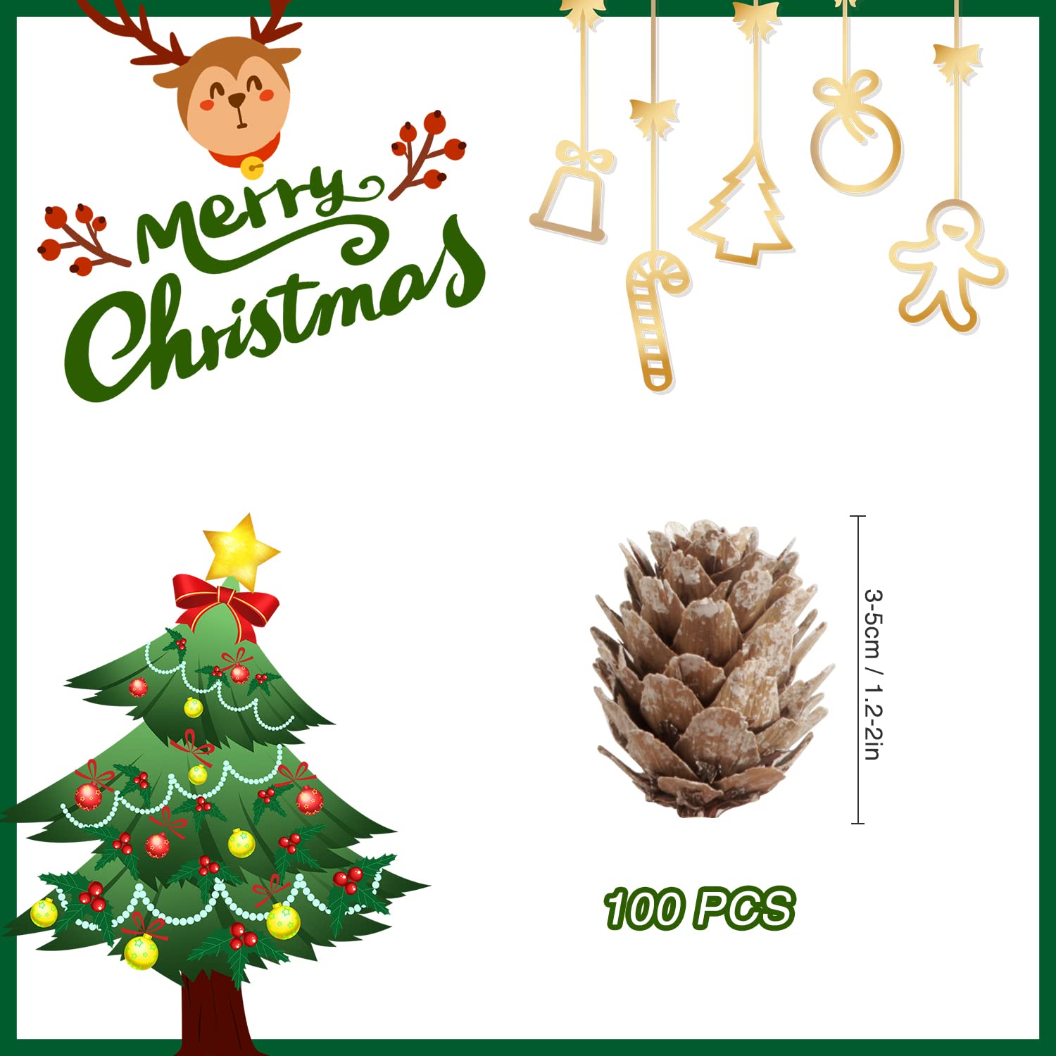 200 Mini Pigne Di Natale Innevate | Bianche | 1-3 Cm | Naturali Per Decorazioni Fai Da Te, Albero, Centrotavola E Artigianato