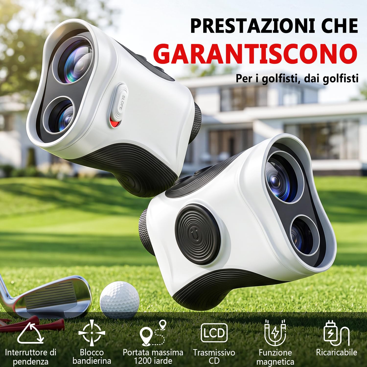 SKYBASIC Telemetro Golf/Caccia with Slope, Flag Lock & Vibration,7X,1200Y