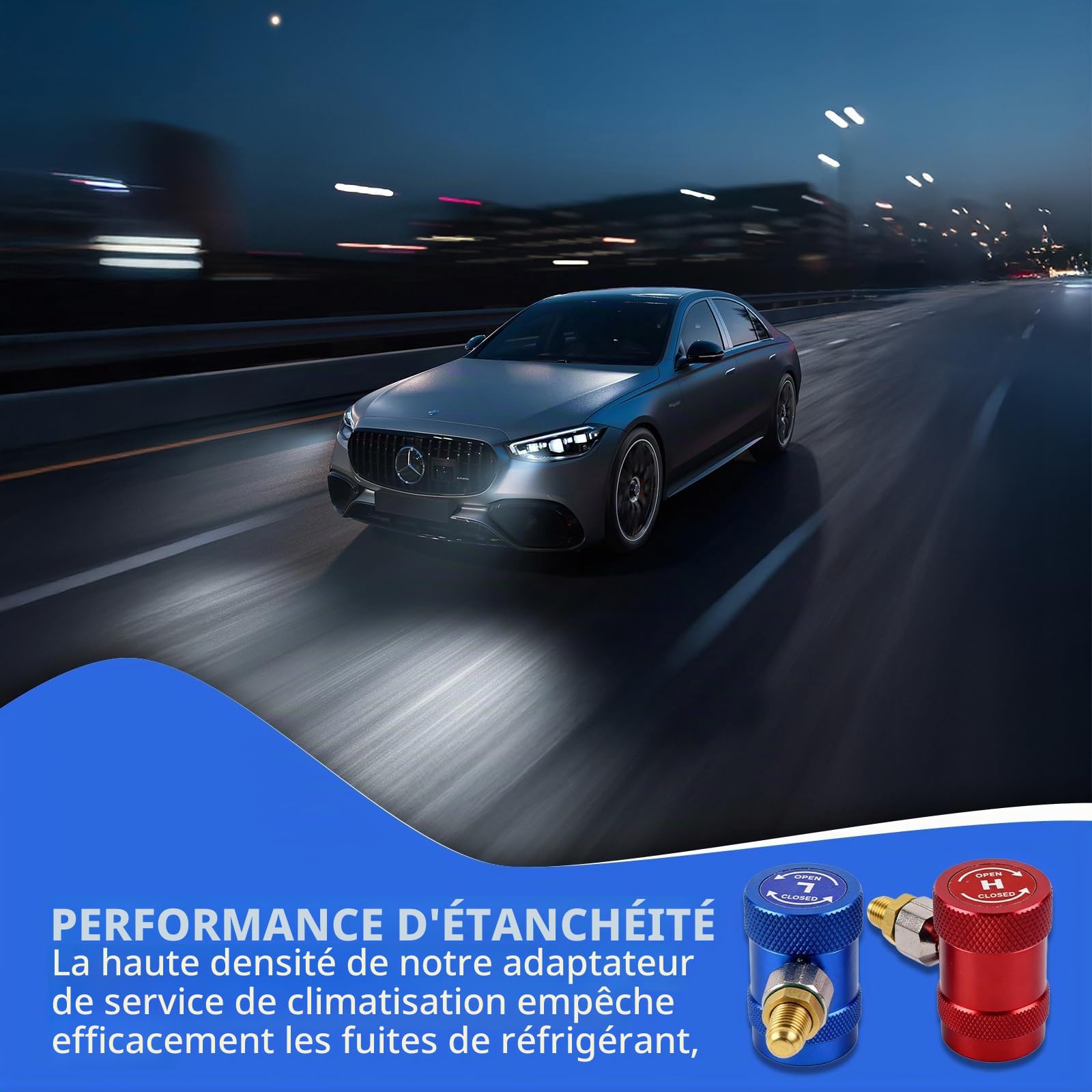 PORFOYO 2 pièces R1234yf raccord rapide, adaptateur de connexion de service de climatisation, adaptateur de port de service de climatisation professionnel, cuivre Adaptateur R1234yf durable pour