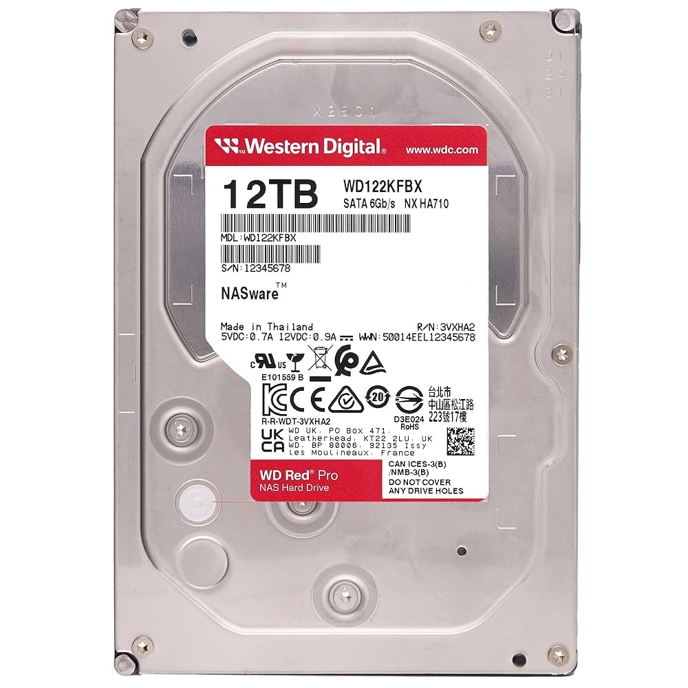 内蔵型ハードディスクドライブ Western Digital WD Red Plus 12TB HDD 内蔵型ハードディスクドライブ Western Digital WD Red Plus