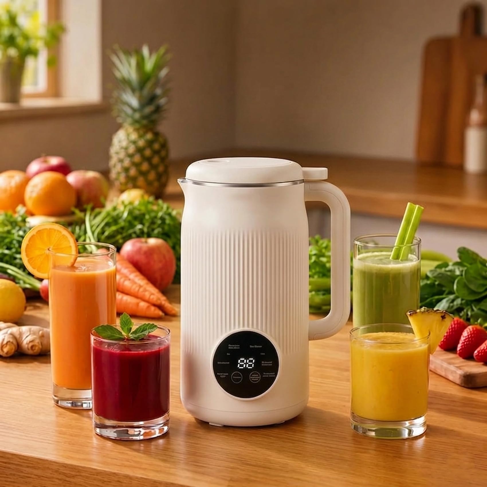 Vitamixia Macchina Multifunzione 8-in-1, Frullatore Estrattore per Bevande Vegetali, Latte di Mandorla e Soia, Robot da Cucina per Frullati, Vellutate e Succhi, Cleenovia Design (#A)