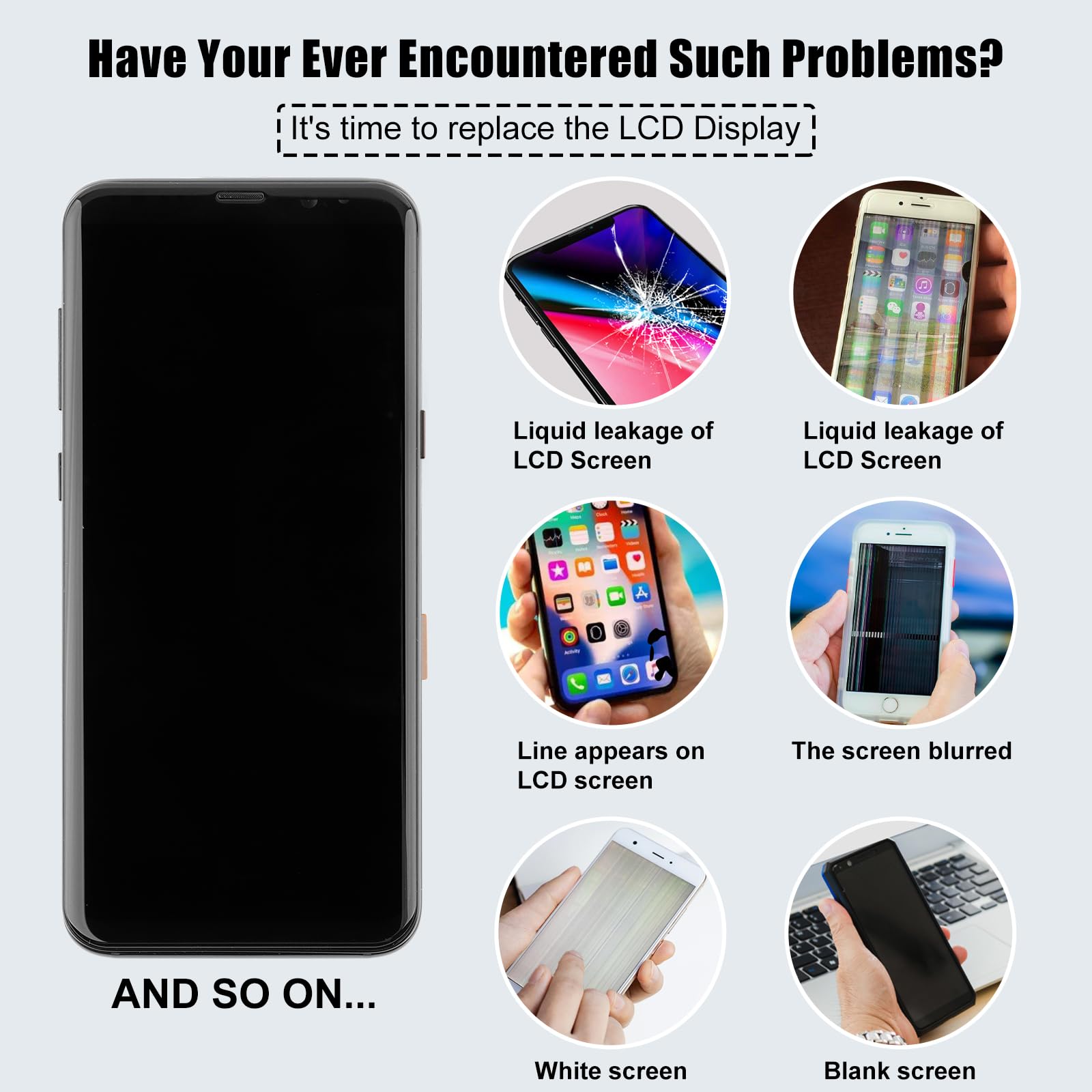 LCD Display Compatibile con Samsung Galaxy S8 Plus S8+ (Nero with Frame) Touchscreen Bildschirm Digitizer Assembly Glas + Strumenti