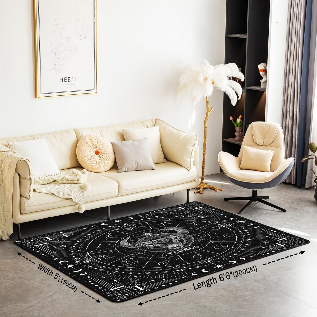 Feelyou Zodiac Decorative Carpet Area Rug 5x7 Twelve Constellations Living Room Rugs for Kids Decor Taurus Accent Rug Astrology Decorative Rug Horoscope Doormats Floor Mat