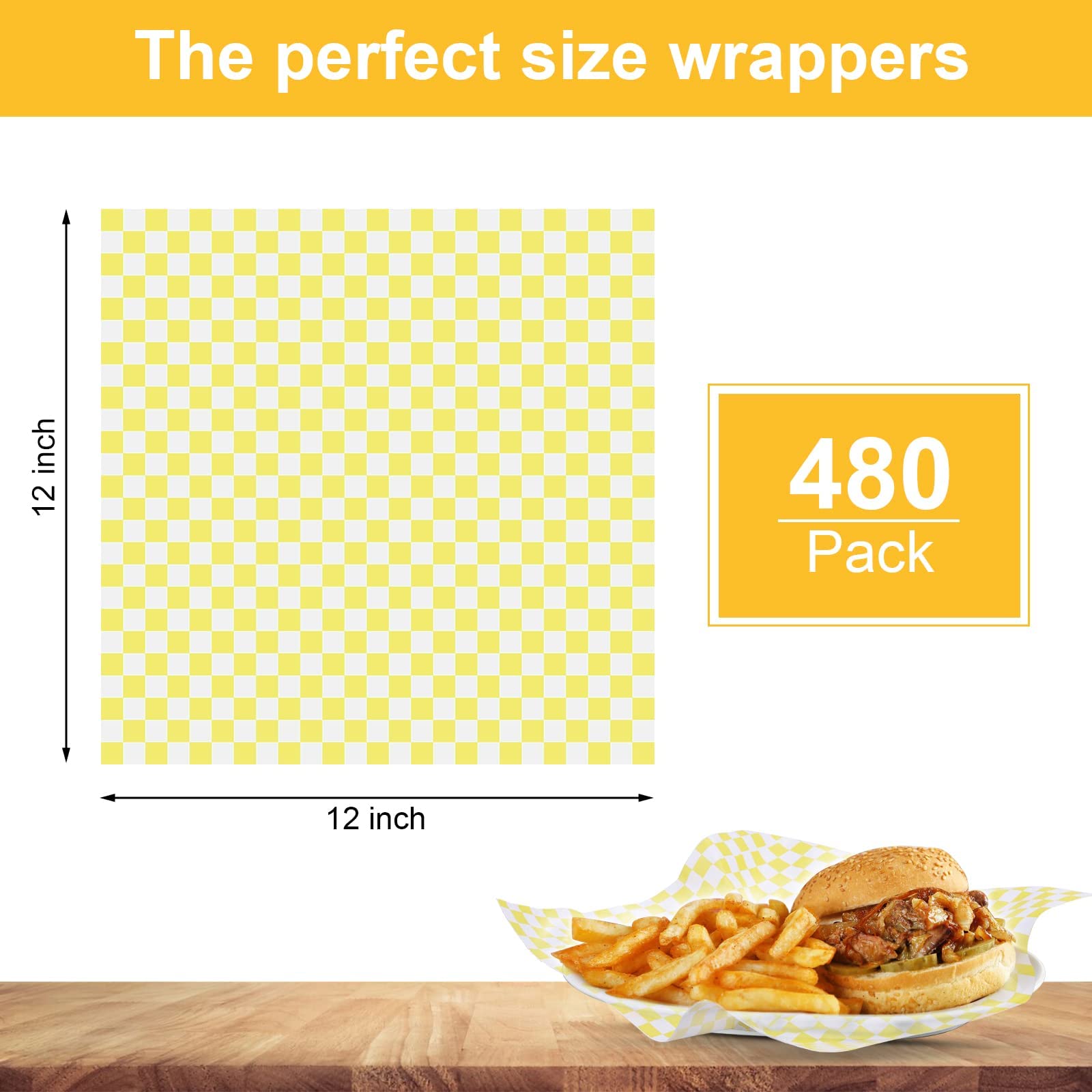 1200 Blatt Variety Pack kariertes, trocken gewachstes Deli-Papierbögen 30.5x30.5 cm Papier Sandwich Papiereinlagen, Deli Wrap Wachspapier, Blätter zum Verpacken von Brot und Sandwiches