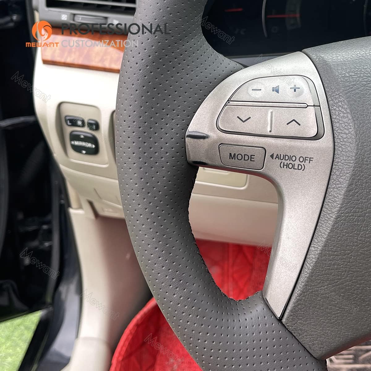 MEWANT PU Leather Hand Stitched Car Steering Wheel Cover for Toyota Highlander 2007-2014 / Camry 2006-2011 / Isis 2007-2011 / Mark X Zio/Premio/Noah (Voxy) / Previa(Not Fit for Mahogany)