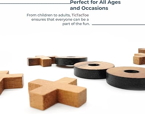 Miniatura 6 de Tic Tac Toe - Juego de mesa de madera para niños, para la familia, mesa de centro Tic Tac Toe para decoración de sala (solo piezas X-O)