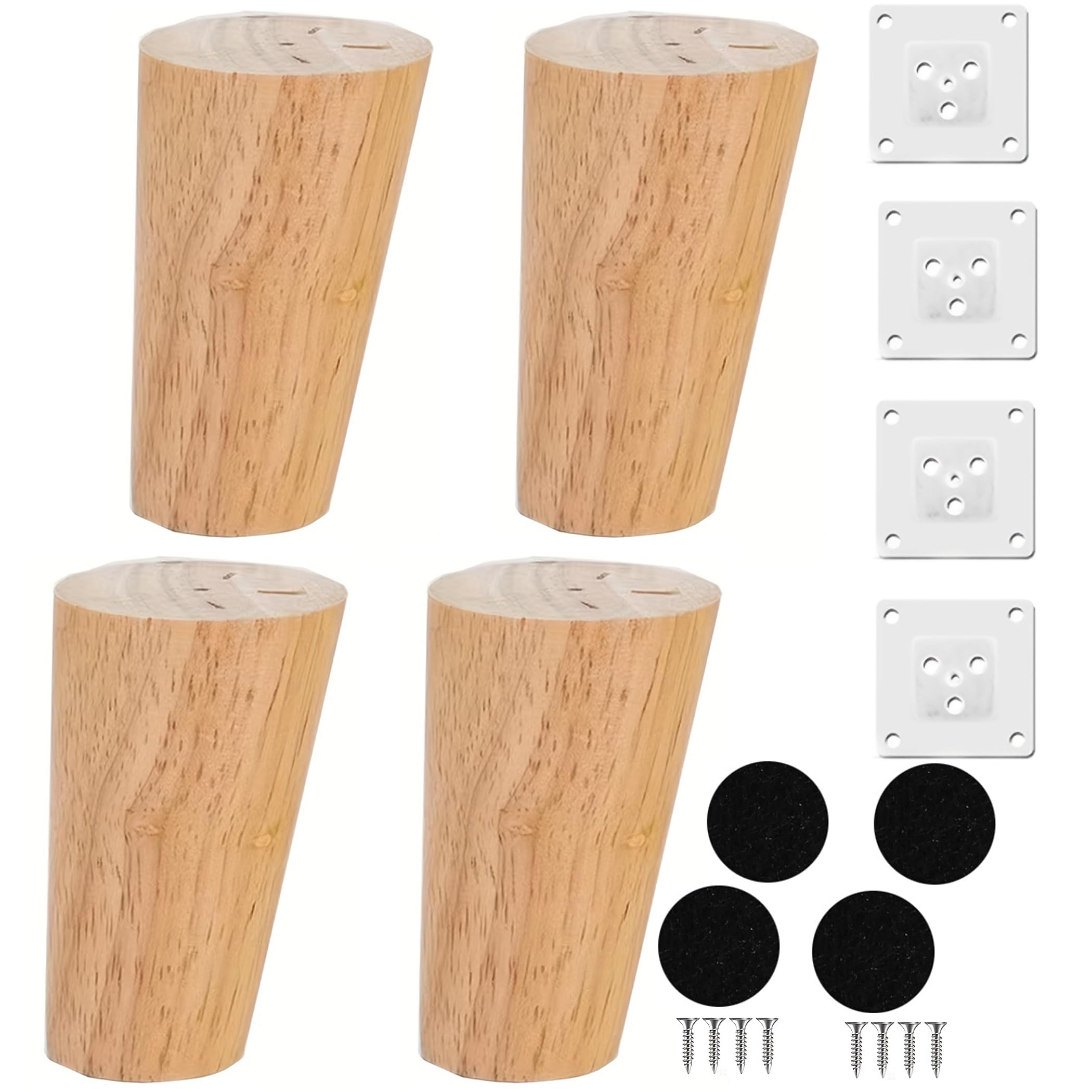 Goomp Möbelfüße Holz 10cm,4 Stück Möbelfüße Holz Eiche Möbel