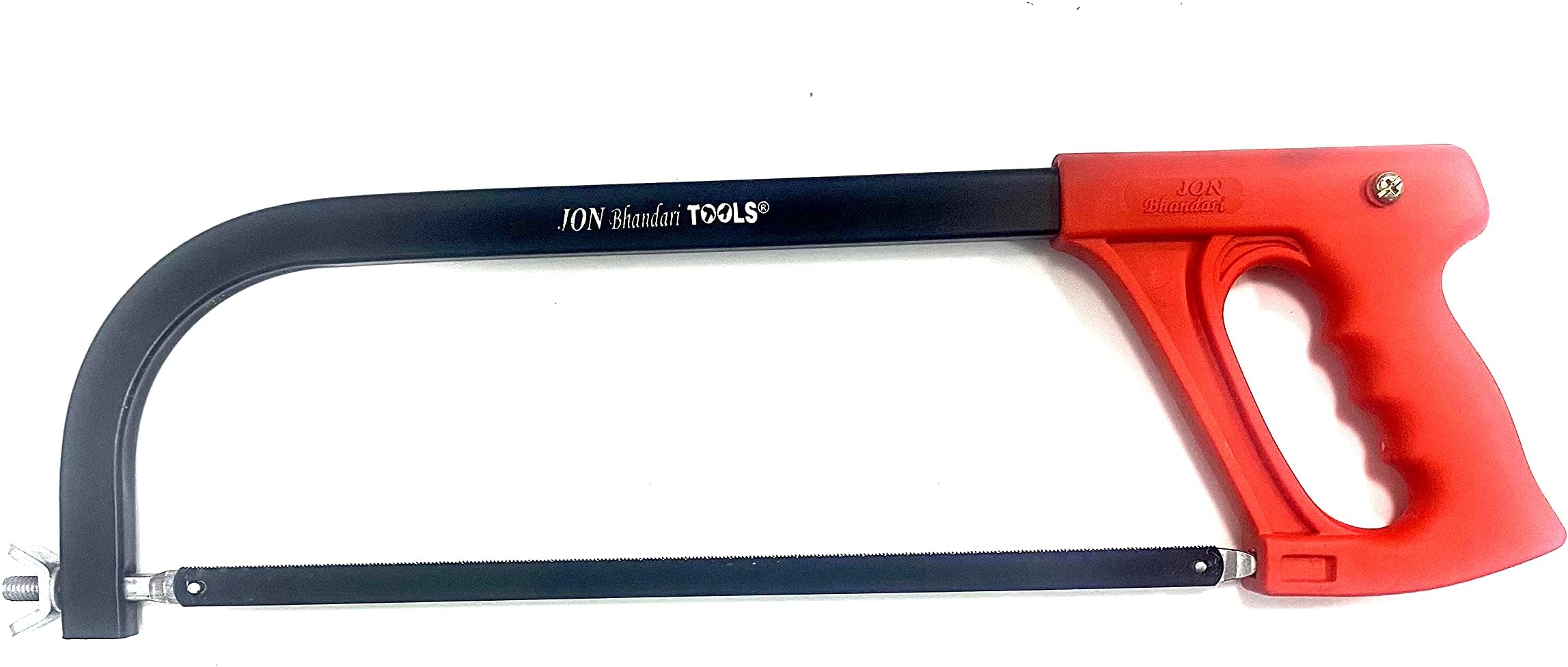 Jon Bhandari Tools 12” Rectangular Hacksaw Frame with Unbreakable Plastic Handle & Mild Steel Blade | Heavy Duty Industrial Metal Cutting Hand Saw for Professional & Workshop Use