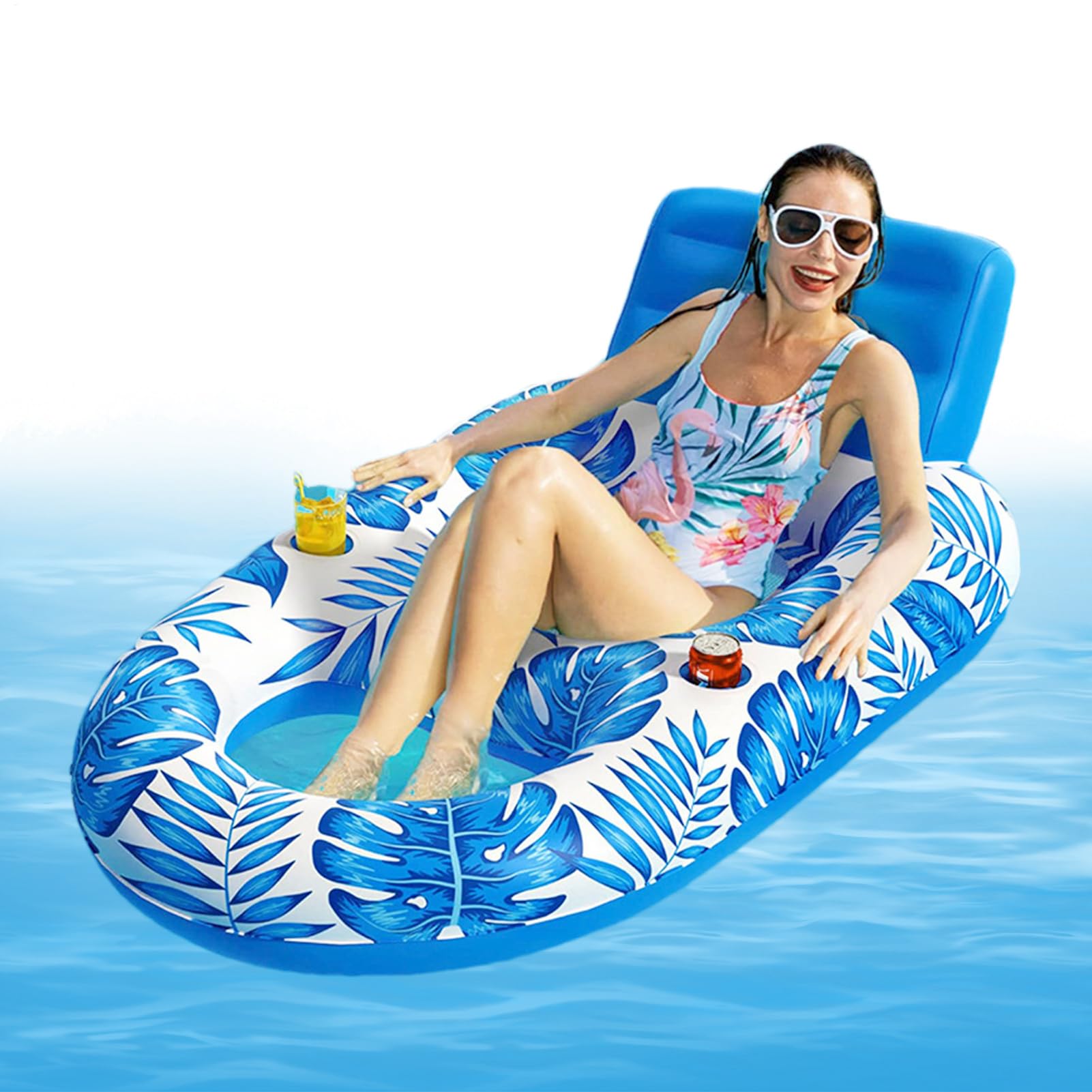 Inflatable Pool Lounger - Inflatable | Pool Floats Adult | Water Floating Recliner Chair Bed Raft Recliner Float Lounger Float Hammock Swimming Pools Floats for Adults and Kids