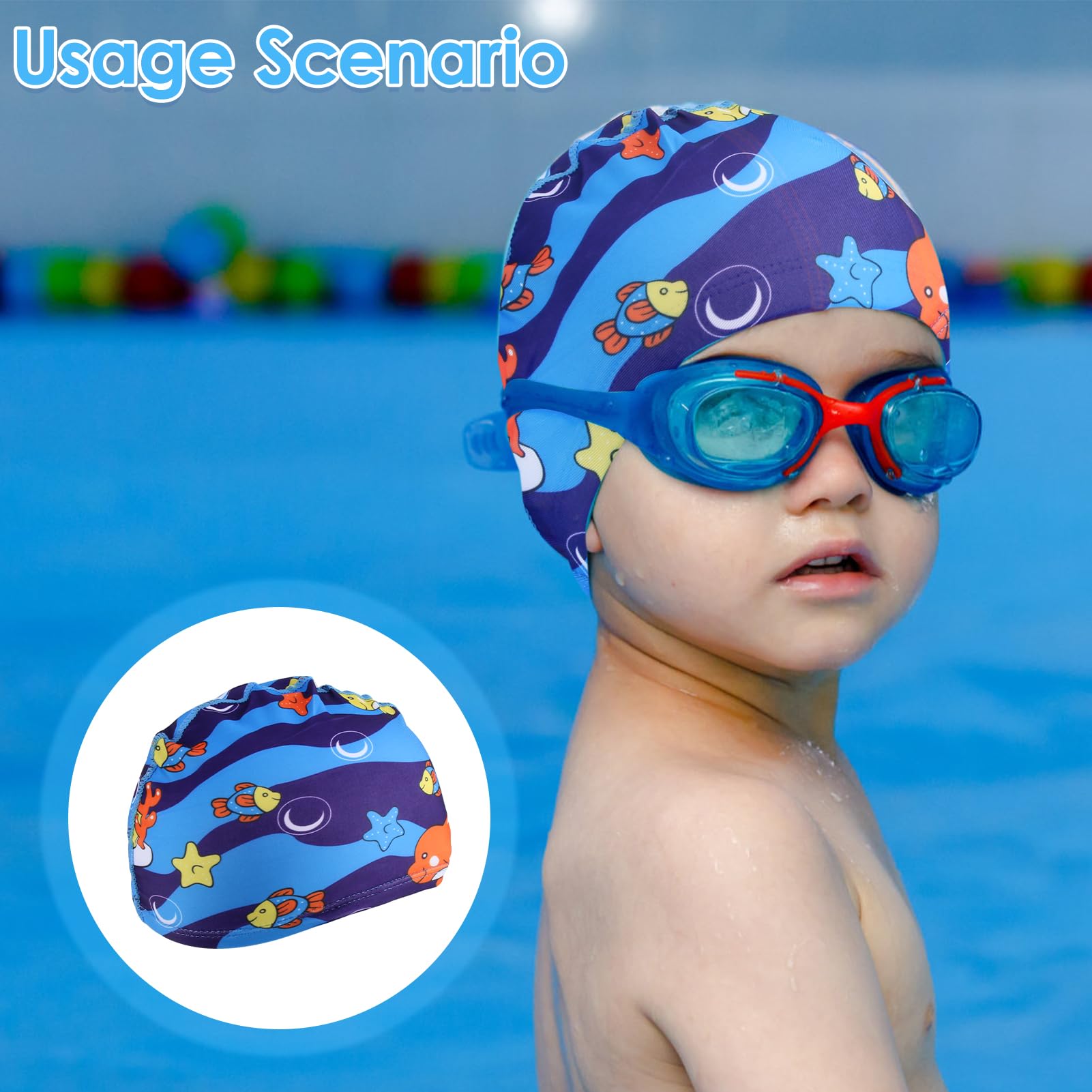 Cuffia Piscina Tessuto Adolto Bambini 2 pezzi Cuffie Nuoto per Uomo Donna Super Elastica e Leggera (giallo, blu navy