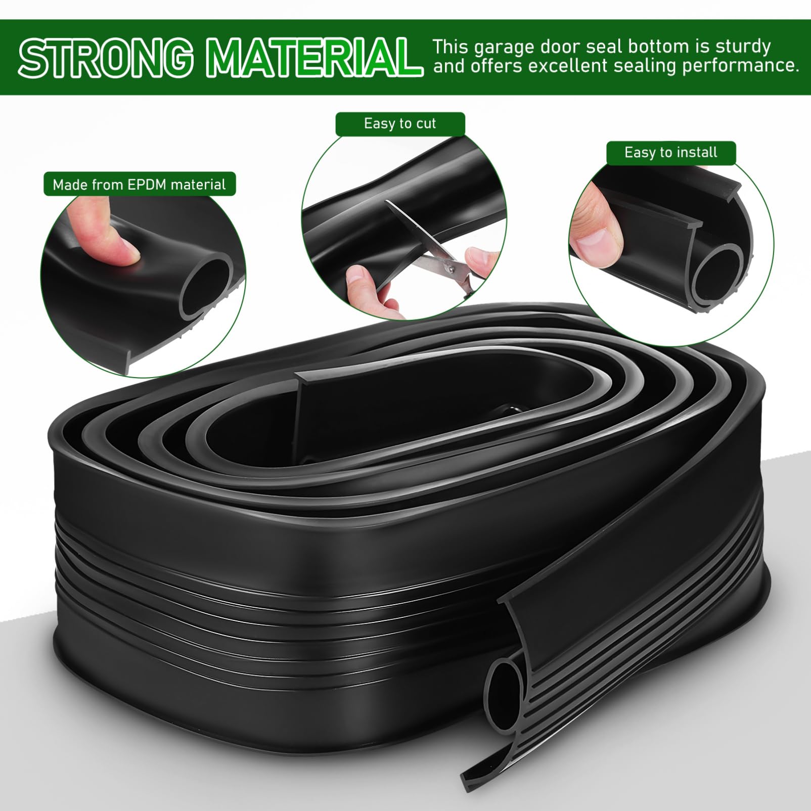 SHINEOFI Guarnizione Isolamento in per Eccellente del Garage Porta Epdm Nero da Protezione Sigillatura della Casa Pioggia e Vento