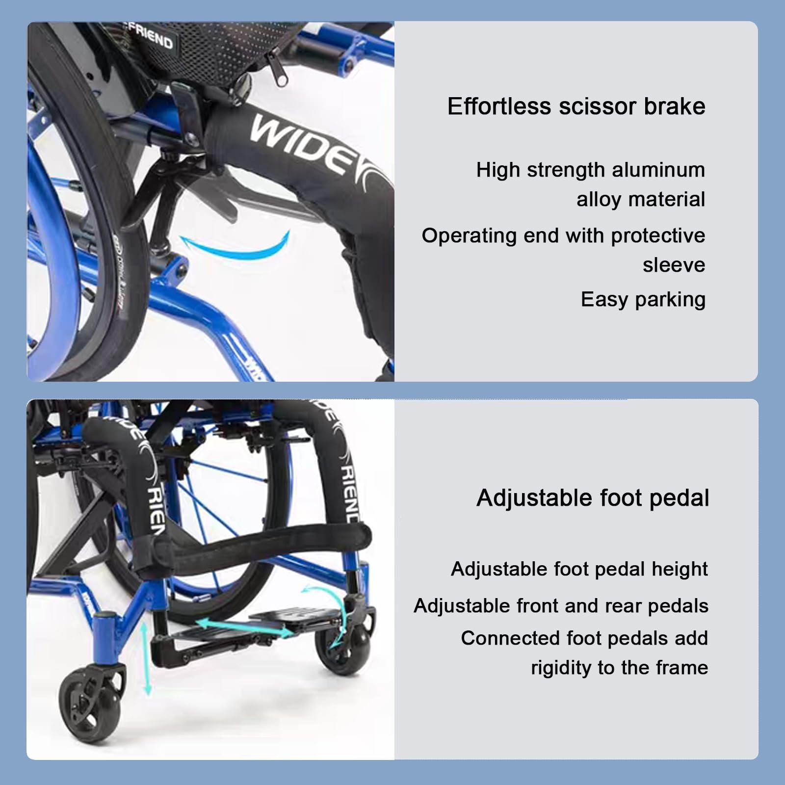 Silla de Ruedas Ultraligera,Sillas de Ruedas Manuales Autopropulsables,Sillas de Ruedas Deportivas Plegables Portátiles/Purple/Seat Width 36Cm