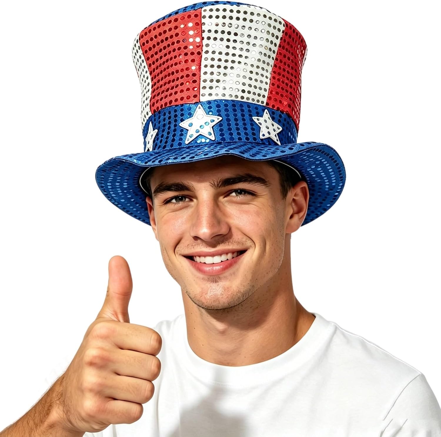 Patriotic American Flag Top Hat, 4th of July Hat for Men Women Adults, Red White Blue Costume Accessory, Memorial Day July Fourth Party Supplies