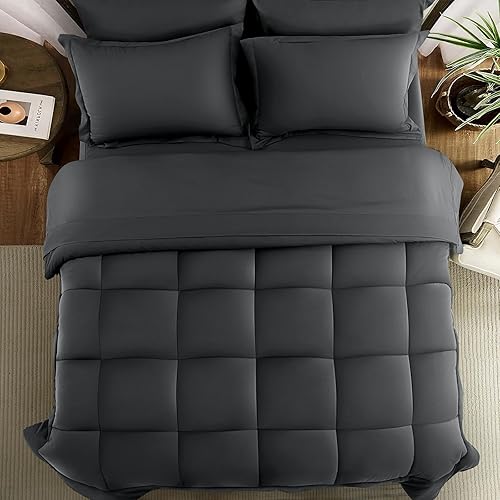 Miniatura 1 de PATSBA Juego de edredón de tamaño matrimonial, 7 piezas para todas las estaciones, juego de ropa de cama alternativo ultrasuave con edredón, sábana