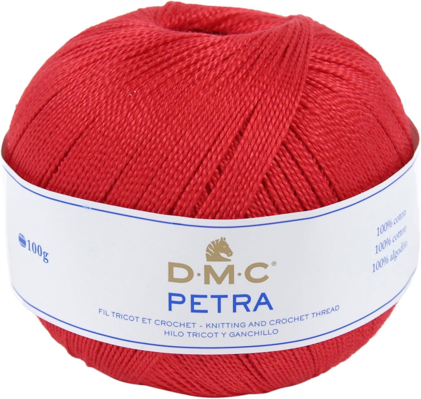 DMC Petra Yarn, 100% Cotton, Red, Size 5