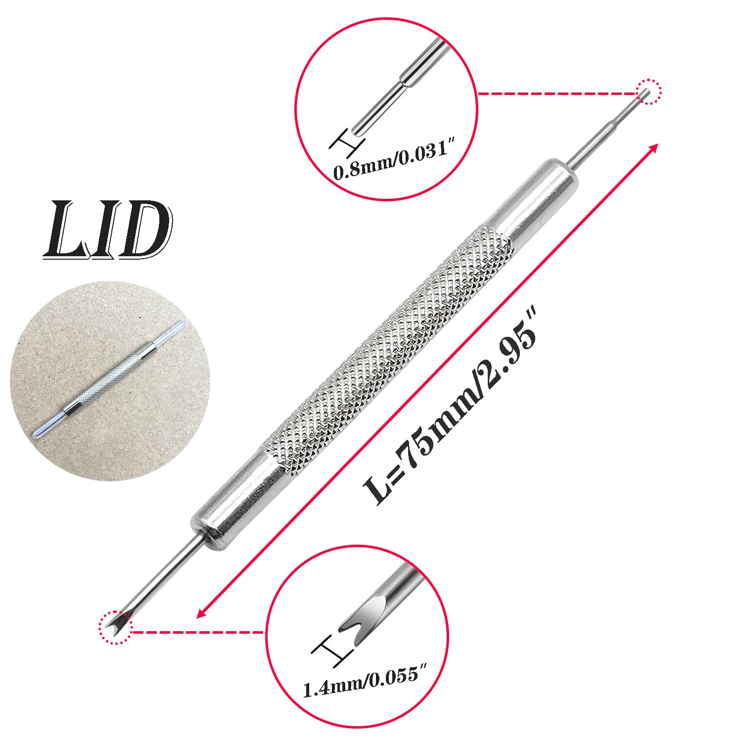 2 Stück Uhrenarmband Werkzeug Set, Doppelseitiges Uhren Federstegwerkzeug Set 1.2mm & 1.4mm Gabel + 0.8mm Drückerstift für Uhrband Ersatz