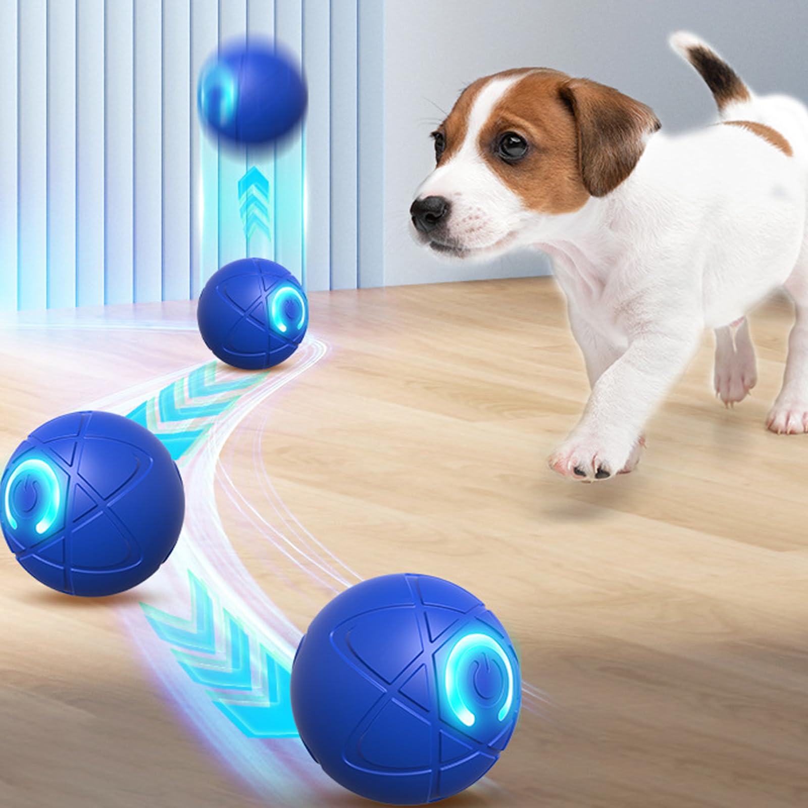 Kighdel 2pcs Bouncing Ball For Dogs,Interactive Dog Toys With Led Flash Light,Dog Treat Ball,Vibrating Dog Ball,Suitable for Small,Medium and Large Dogs,with 2 Hollow Bell Balls(Blue + Orange) - Image 4